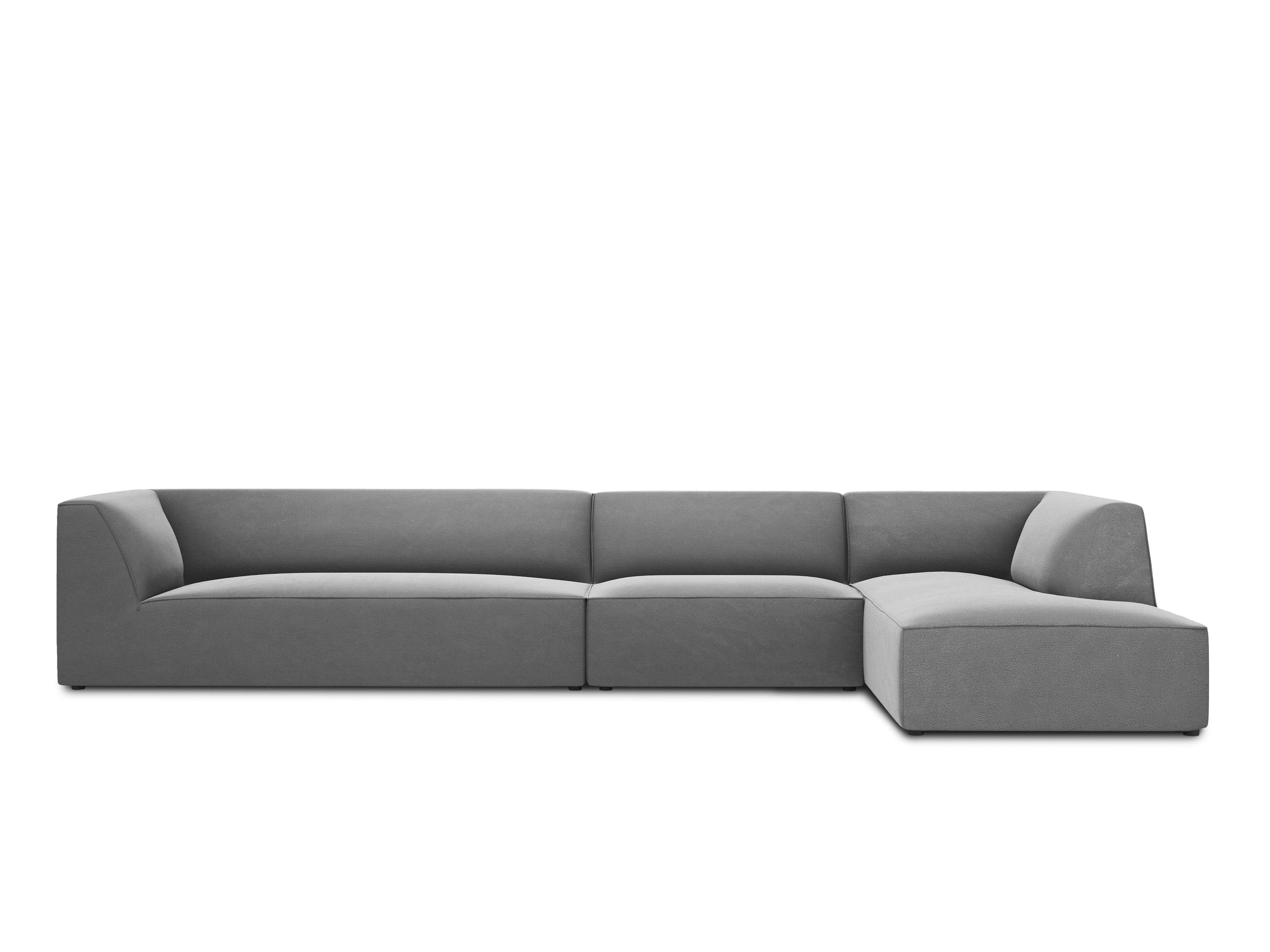 Narożnik aksamitny 5-osobowy prawostronny RUBY jasnoszary Micadoni    Eye on Design