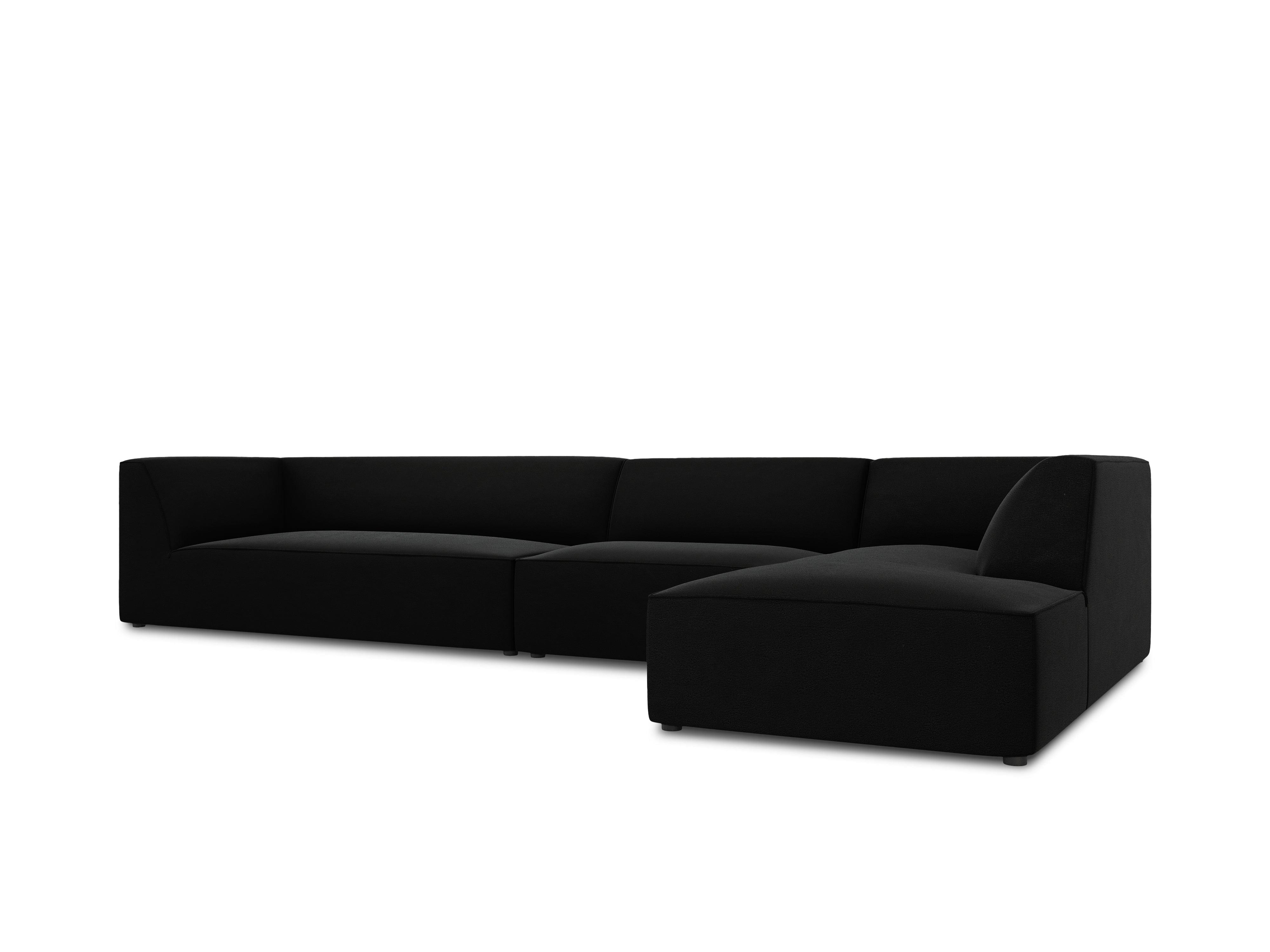 Narożnik aksamitny 5-osobowy prawostronny RUBY czarny Micadoni    Eye on Design