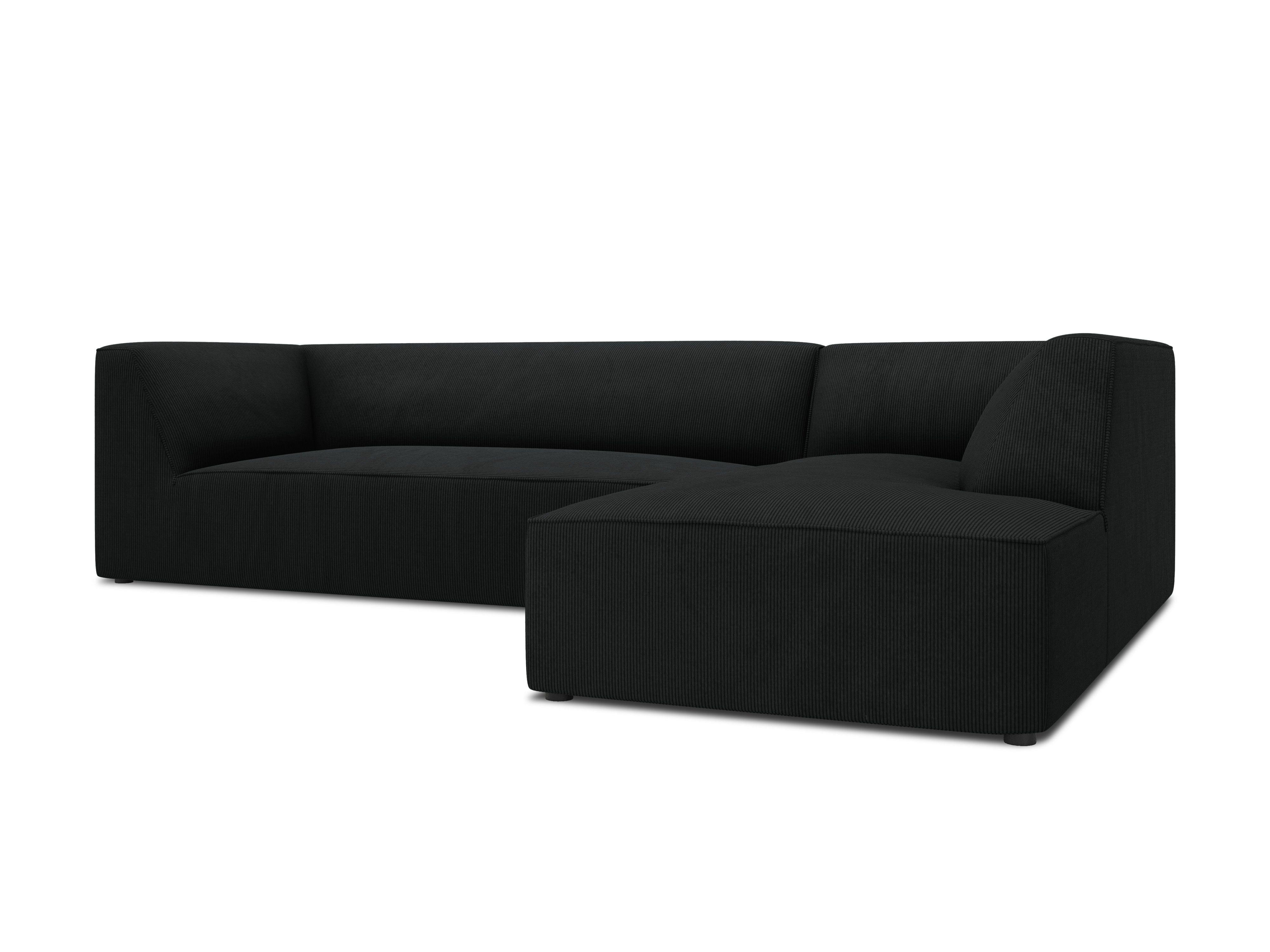 Narożnik sztruksowy 4-osobowy prawostronny RUBY czarny Micadoni    Eye on Design