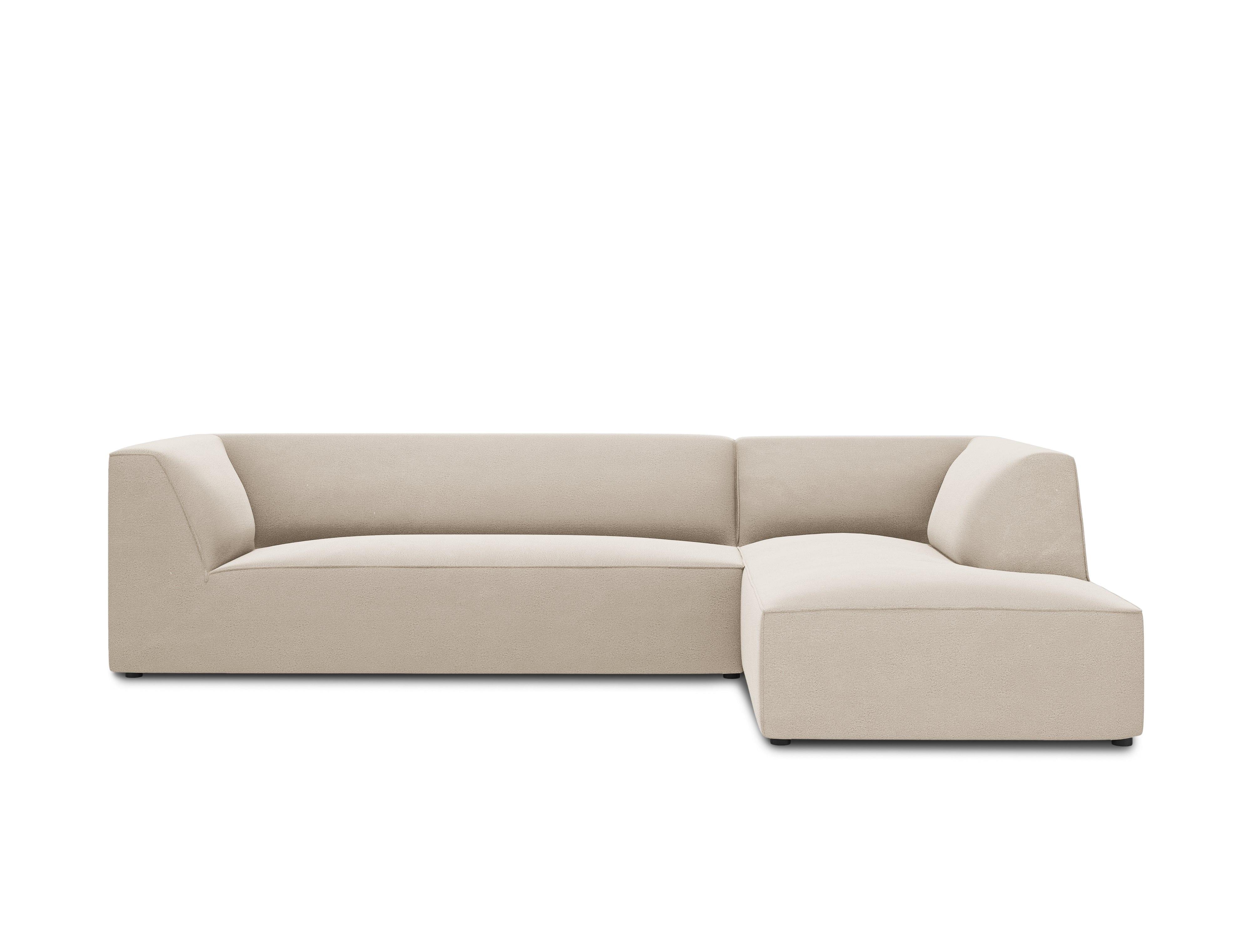 Narożnik aksamitny 4-osobowy prawostronny RUBY beżowy Micadoni    Eye on Design