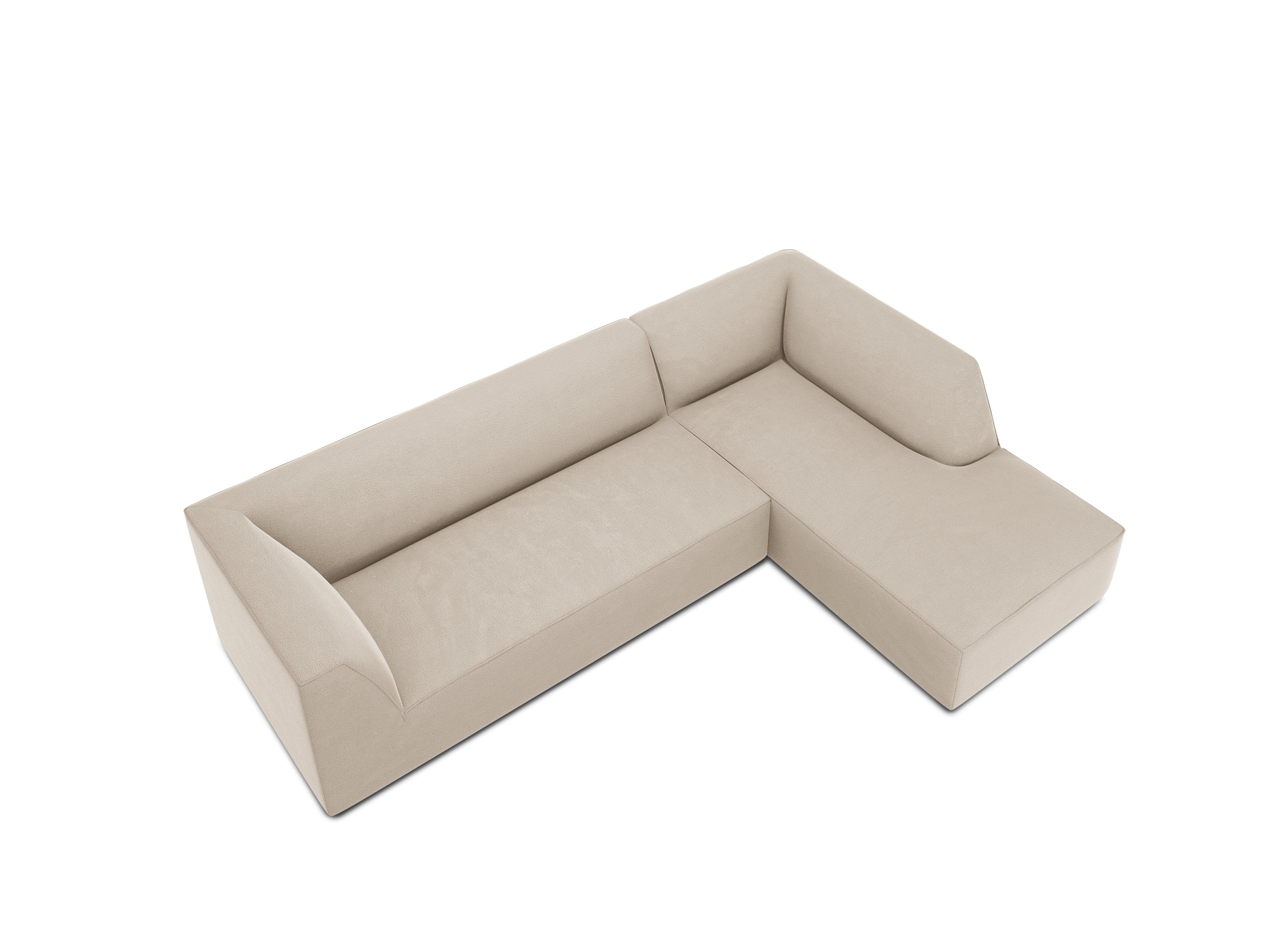 Narożnik aksamitny 4-osobowy prawostronny RUBY beżowy Micadoni    Eye on Design