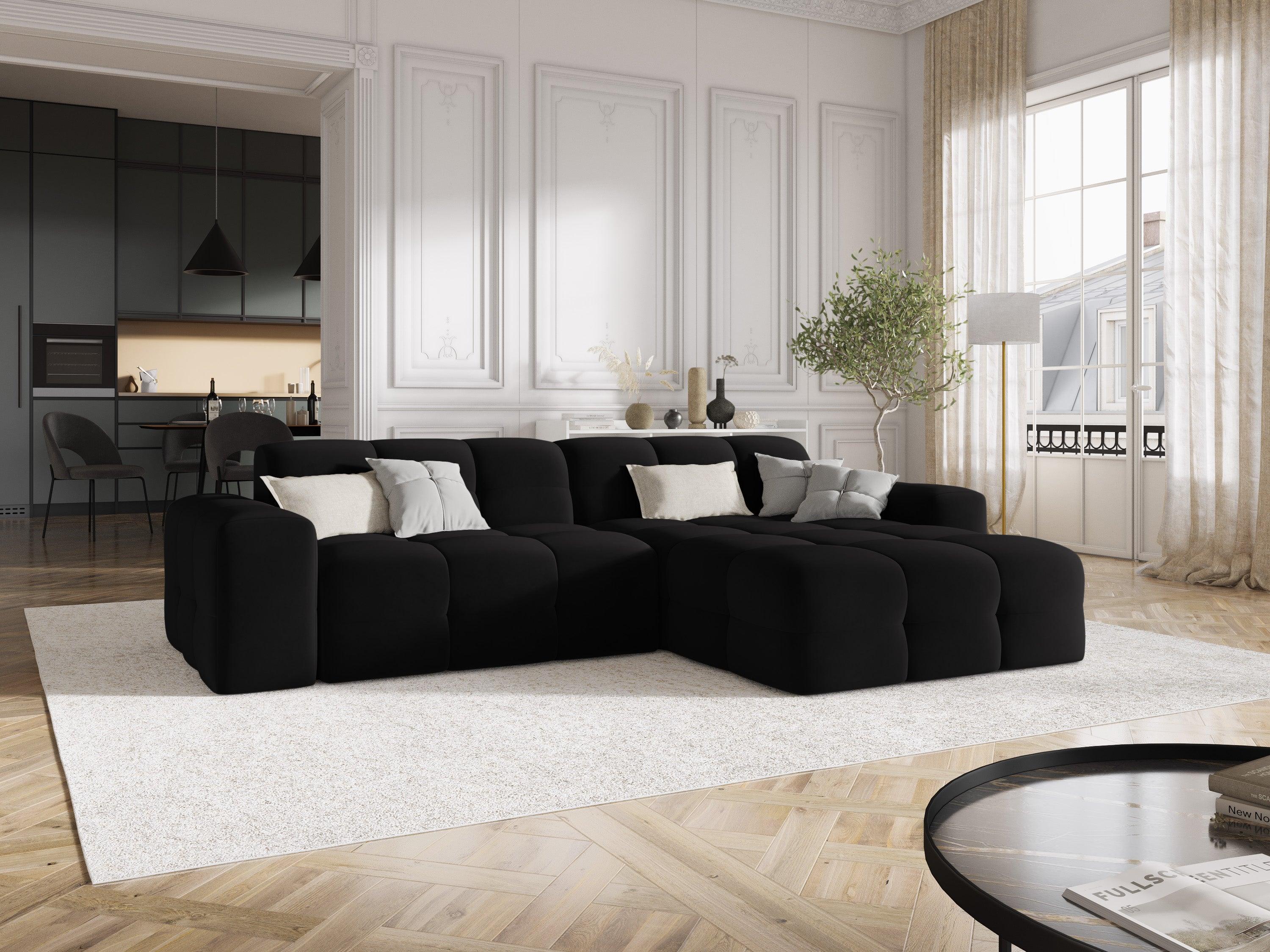 Narożnik prawostronny 4-osobowy KENDAL czarny Micadoni    Eye on Design