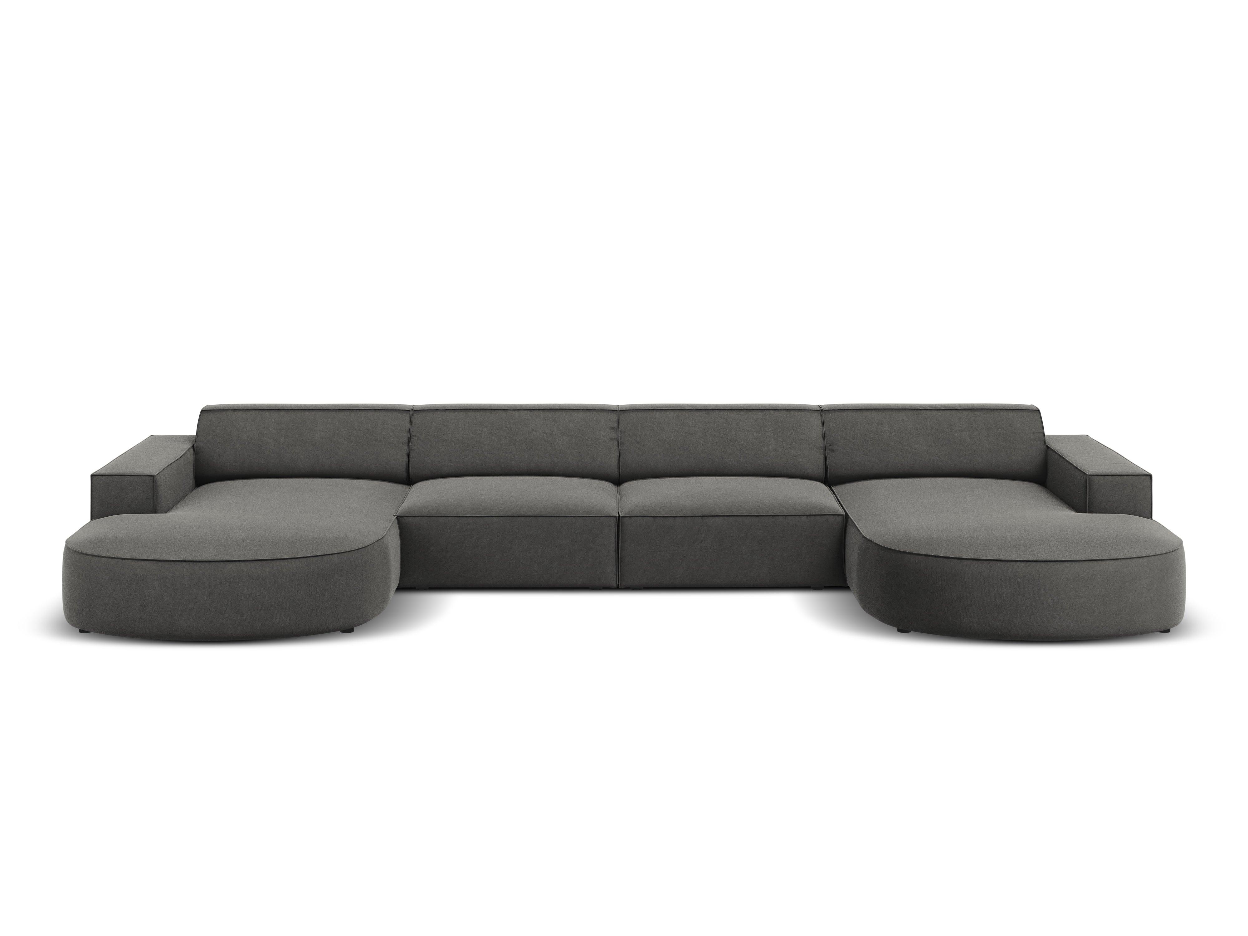 Sofa aksamitna panoramiczna okrągła JODIE jasnoszary Micadoni    Eye on Design