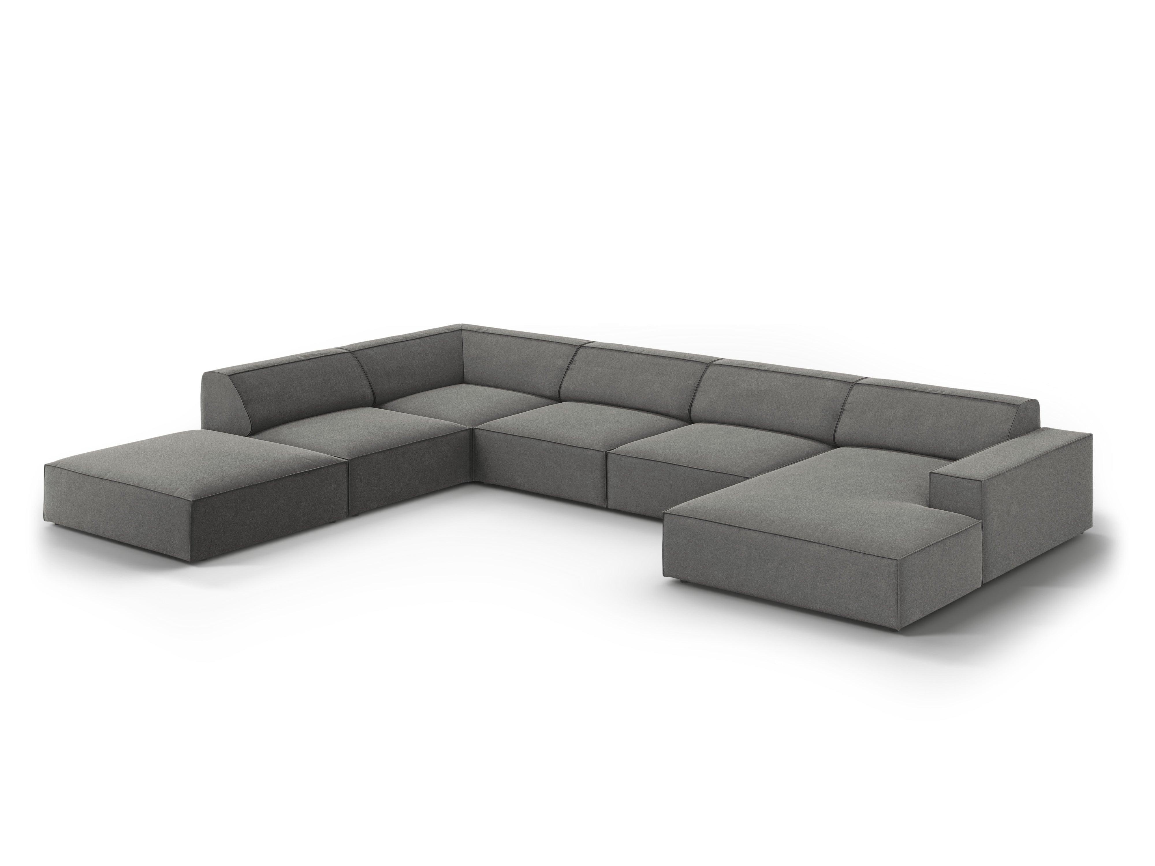 Sofa panoramiczna aksamitna lewostronna JODIE jasnoszary Micadoni    Eye on Design