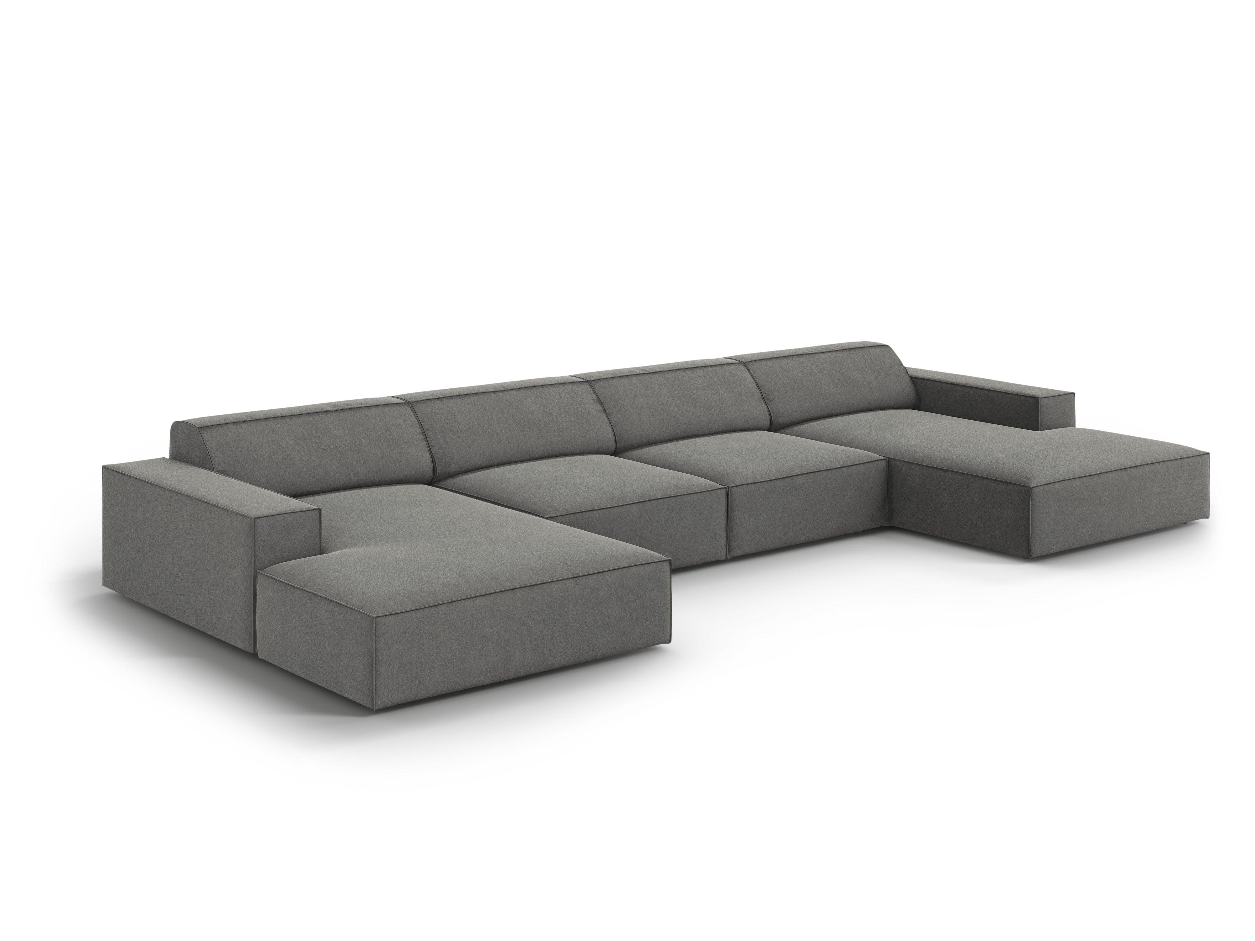 Sofa panoramiczna aksamitna JODIE jasnoszary Micadoni    Eye on Design