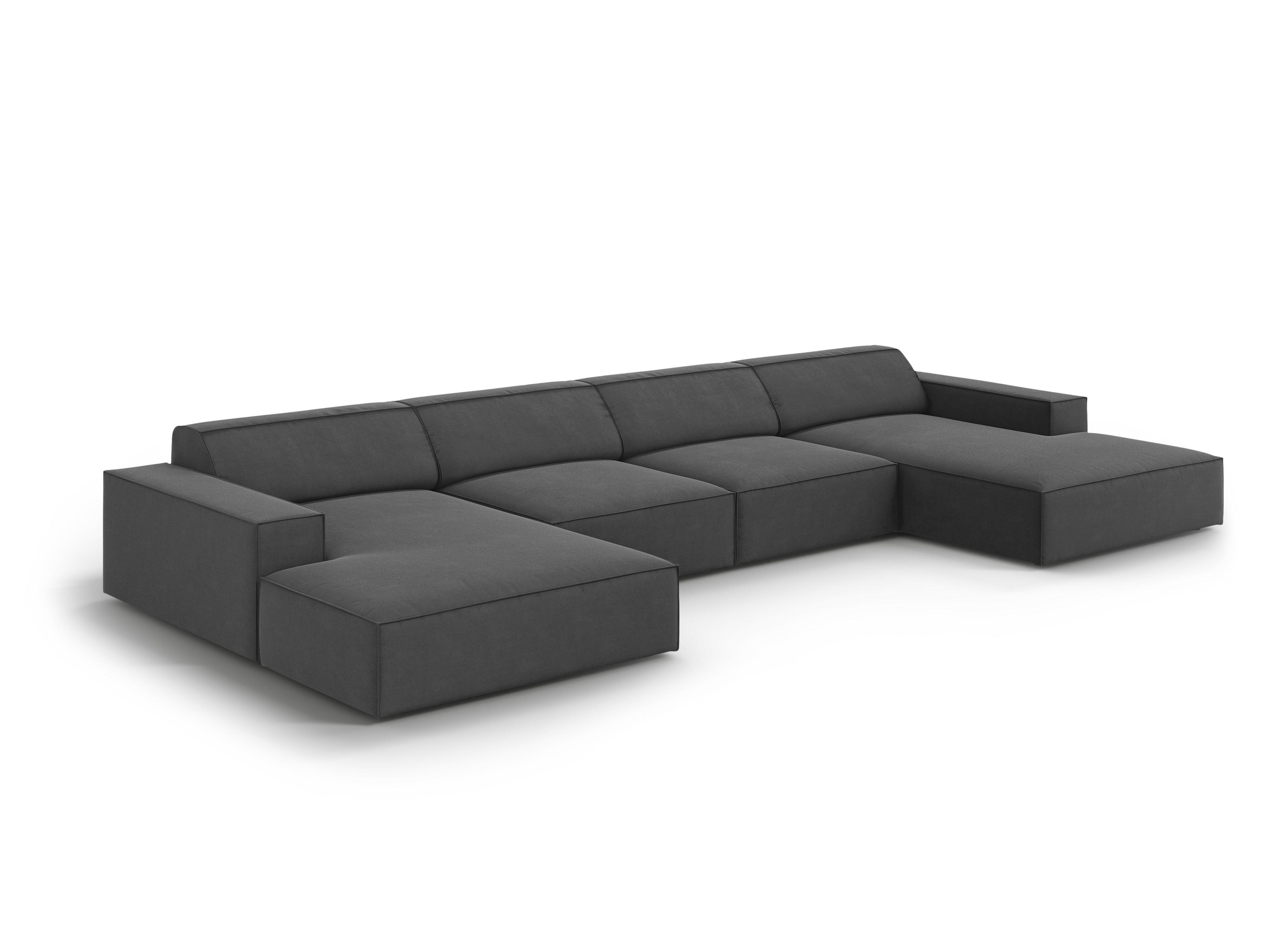 Sofa panoramiczna aksamitna JODIE ciemnoszary Micadoni    Eye on Design