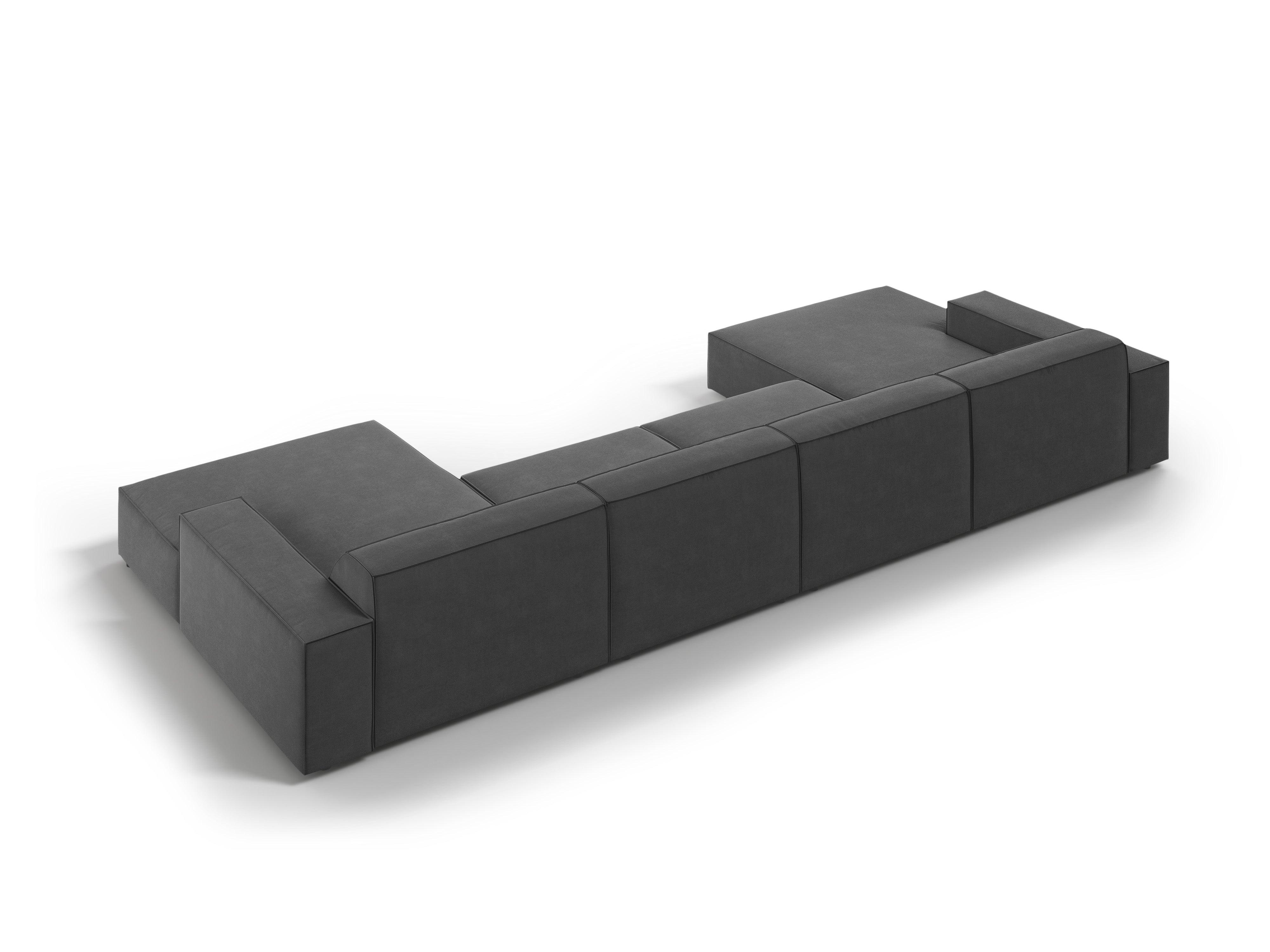 Sofa panoramiczna aksamitna JODIE ciemnoszary Micadoni    Eye on Design