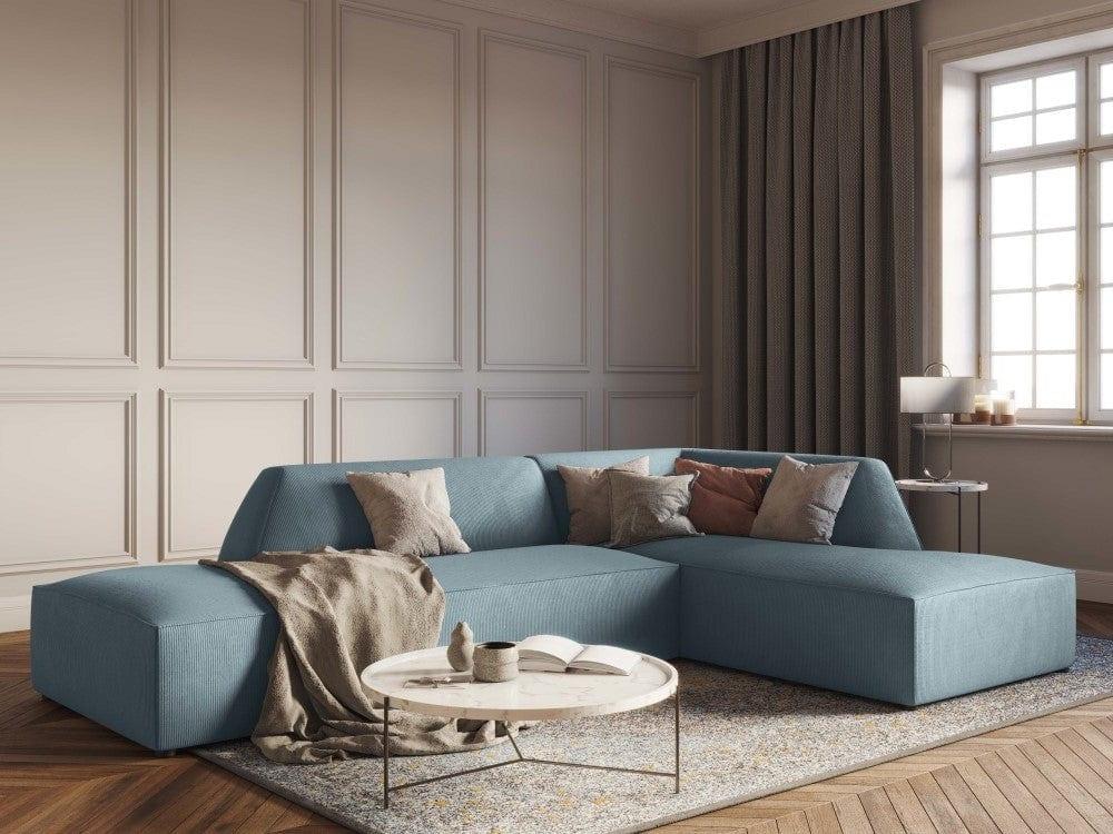 Sofa narożna sztruksowa prawostronny RUBY jasnoniebieski Micadoni    Eye on Design
