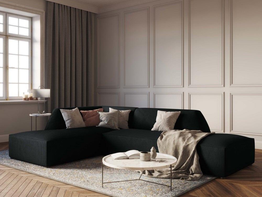 Sofa narożna sztruksowa lewostronna RUBY czarny Micadoni    Eye on Design