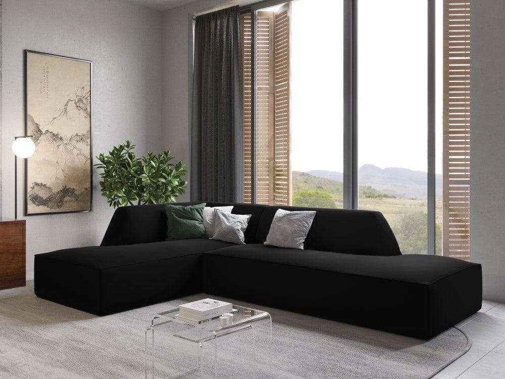 Sofa narożna aksamitna lewostronna RUBY czarny Micadoni    Eye on Design