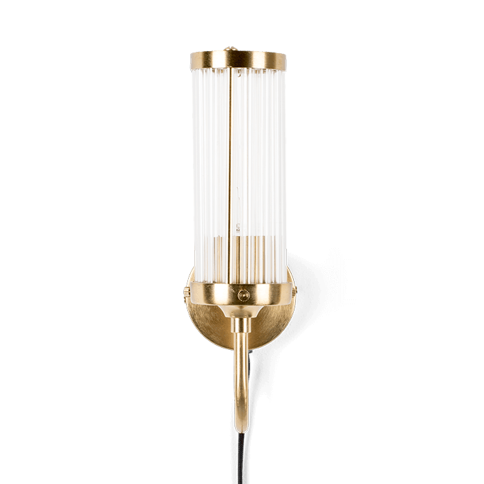 Modern acrylic design tubes are complemented by a matte brass wall finish. Thanks to our fashionable Angel On Fire wall lamp, you can softly and stylishly illuminate the wall in the gallery or add the glow of empty wall space. Style that