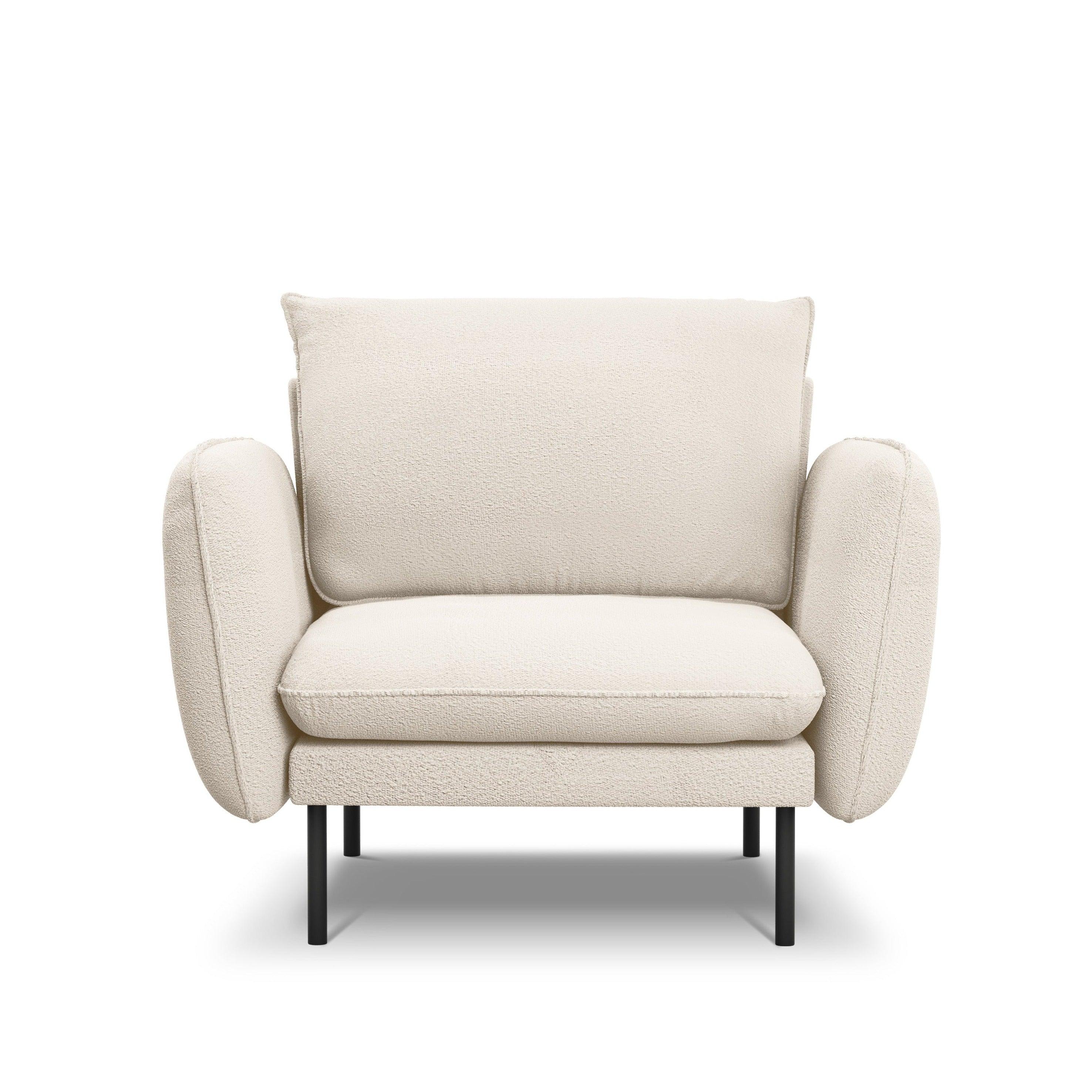 Armchair in boucle fabric VIENNA beige with black base - Eye on Design