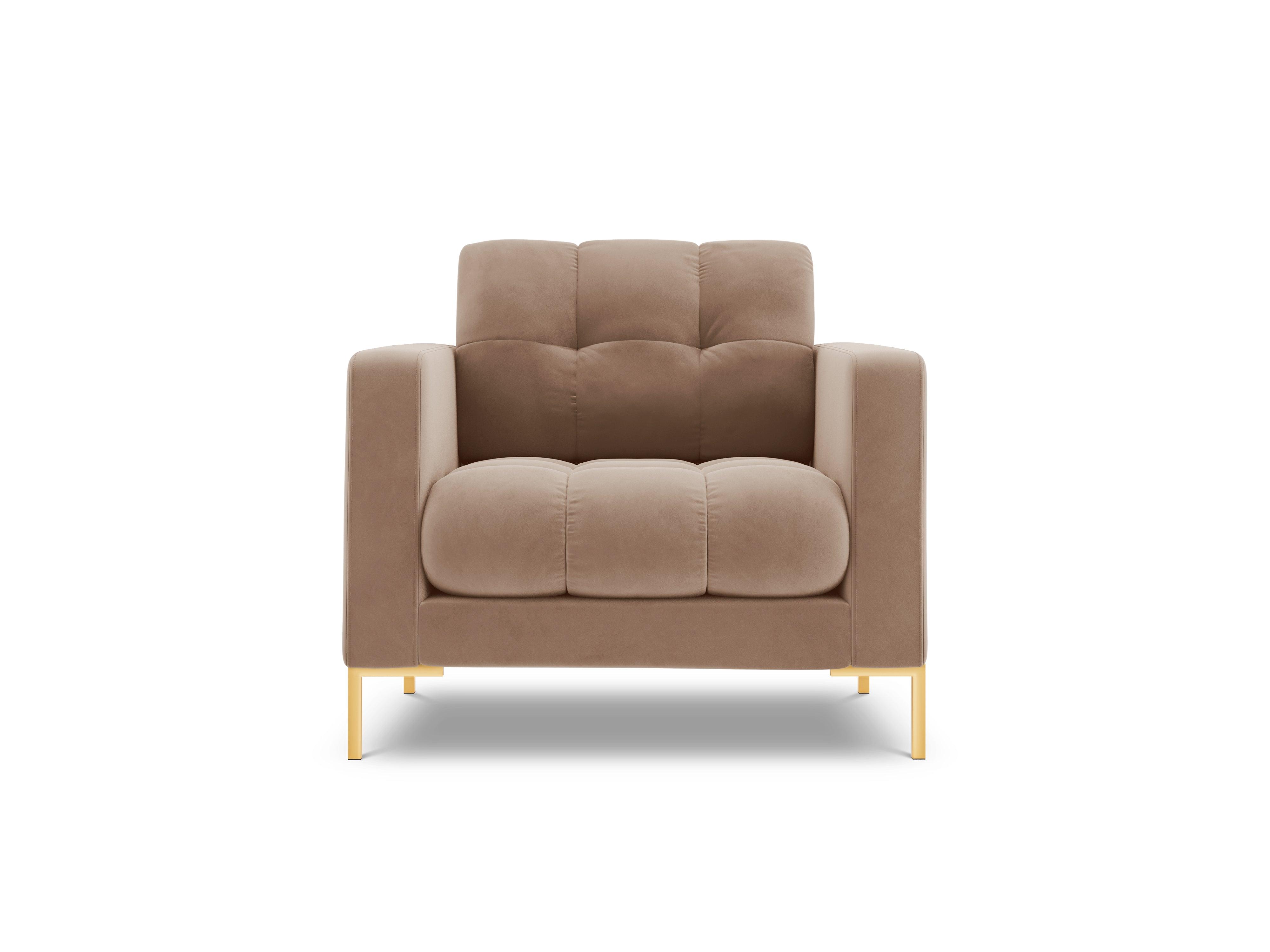 Armchair velvet BALI beige with gold base - Eye on Design