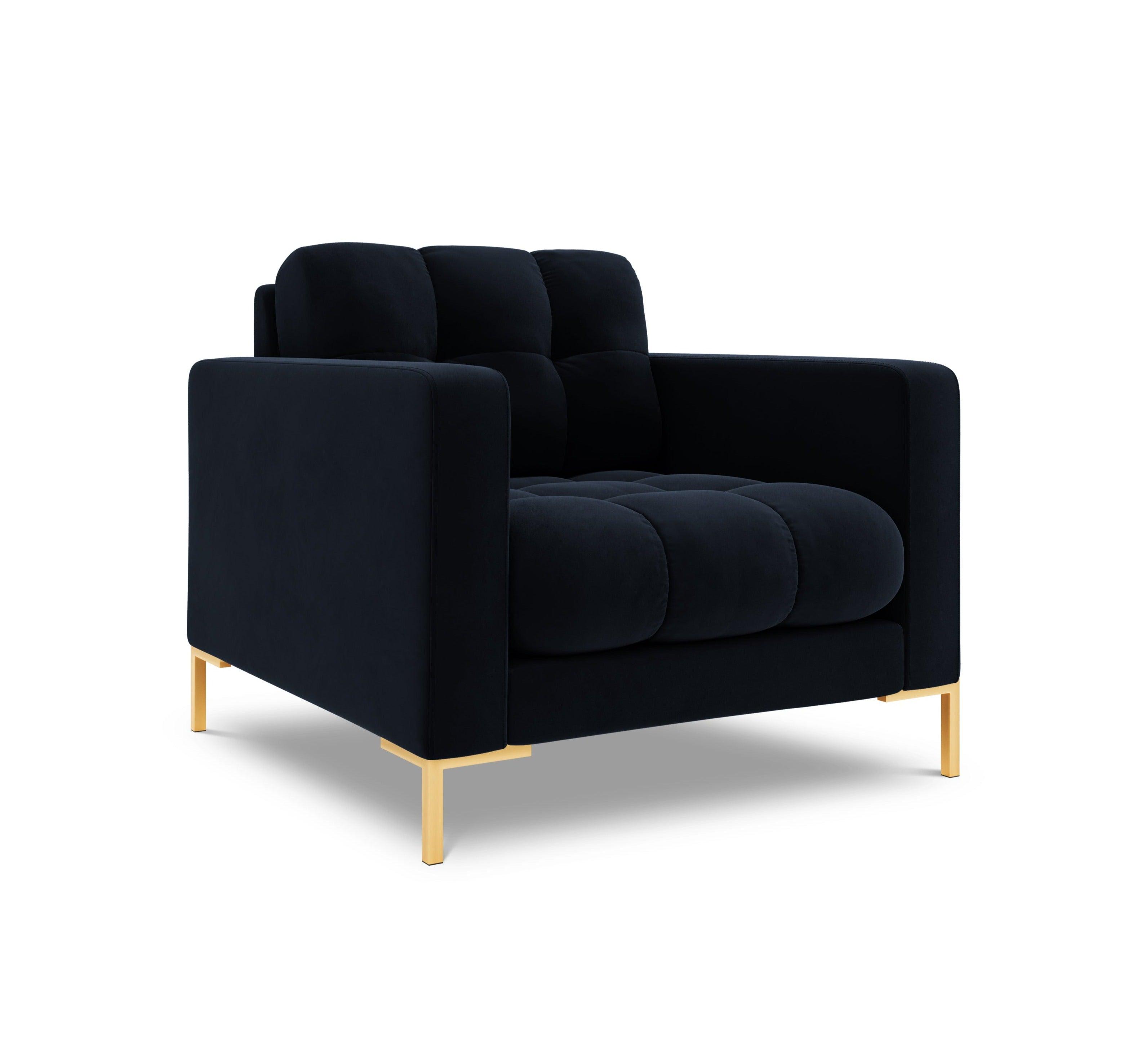 Armchair velvet BALI dark blue with gold base - Eye on Design