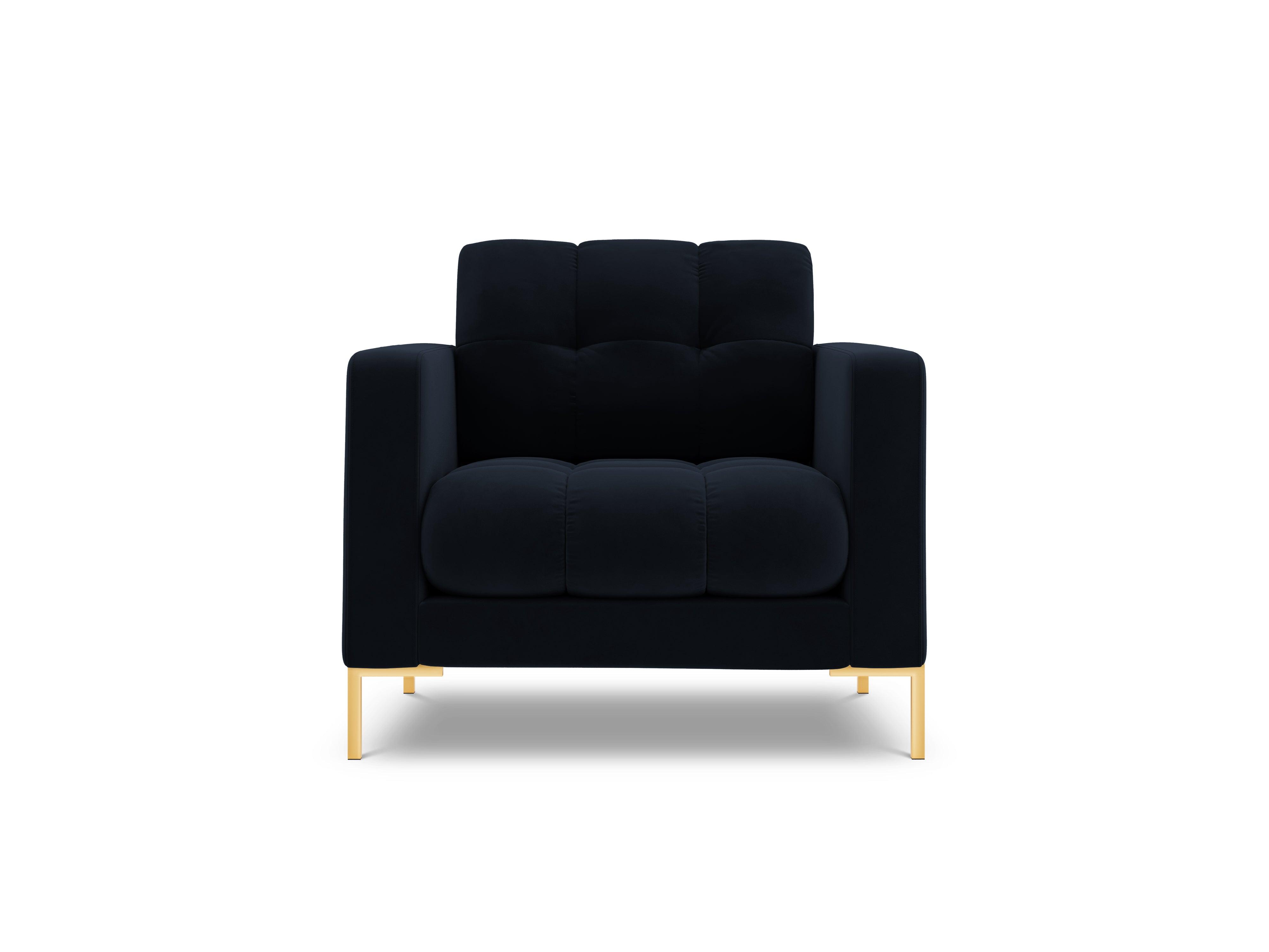 Armchair velvet BALI dark blue with gold base - Eye on Design