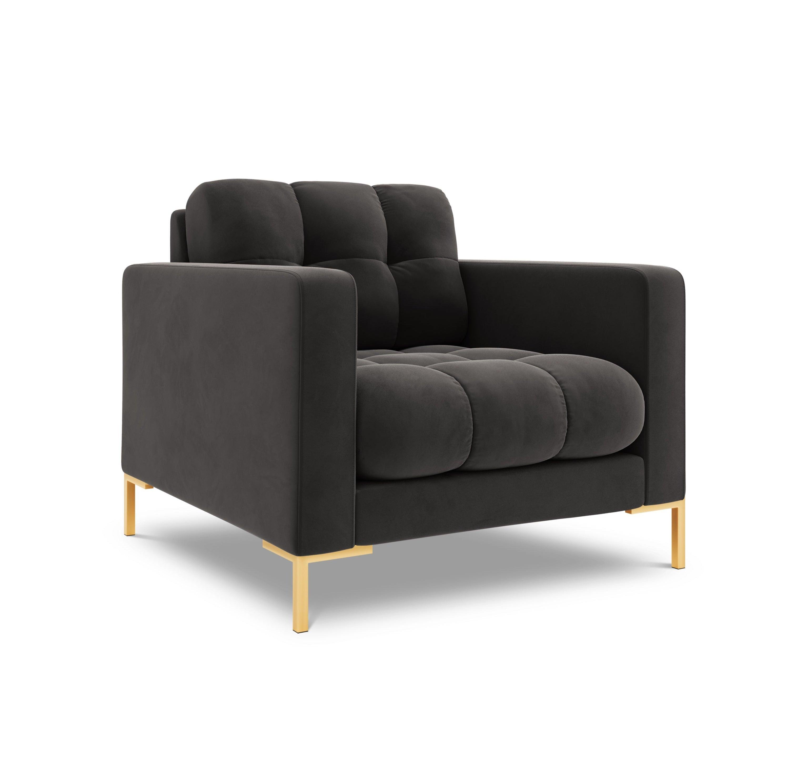 Armchair velvet BALI dark grey with gold base - Eye on Design