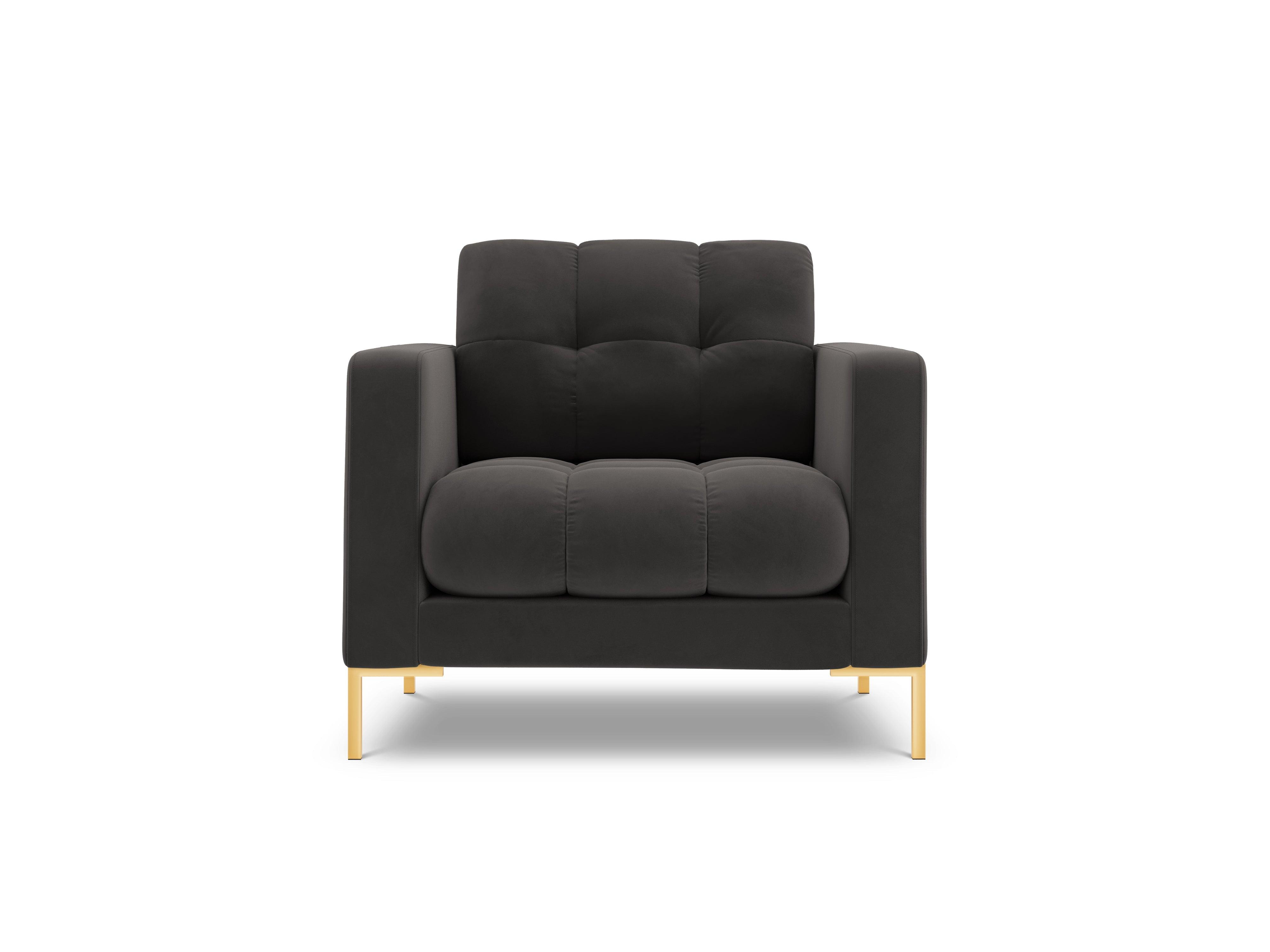 Armchair velvet BALI dark grey with gold base - Eye on Design