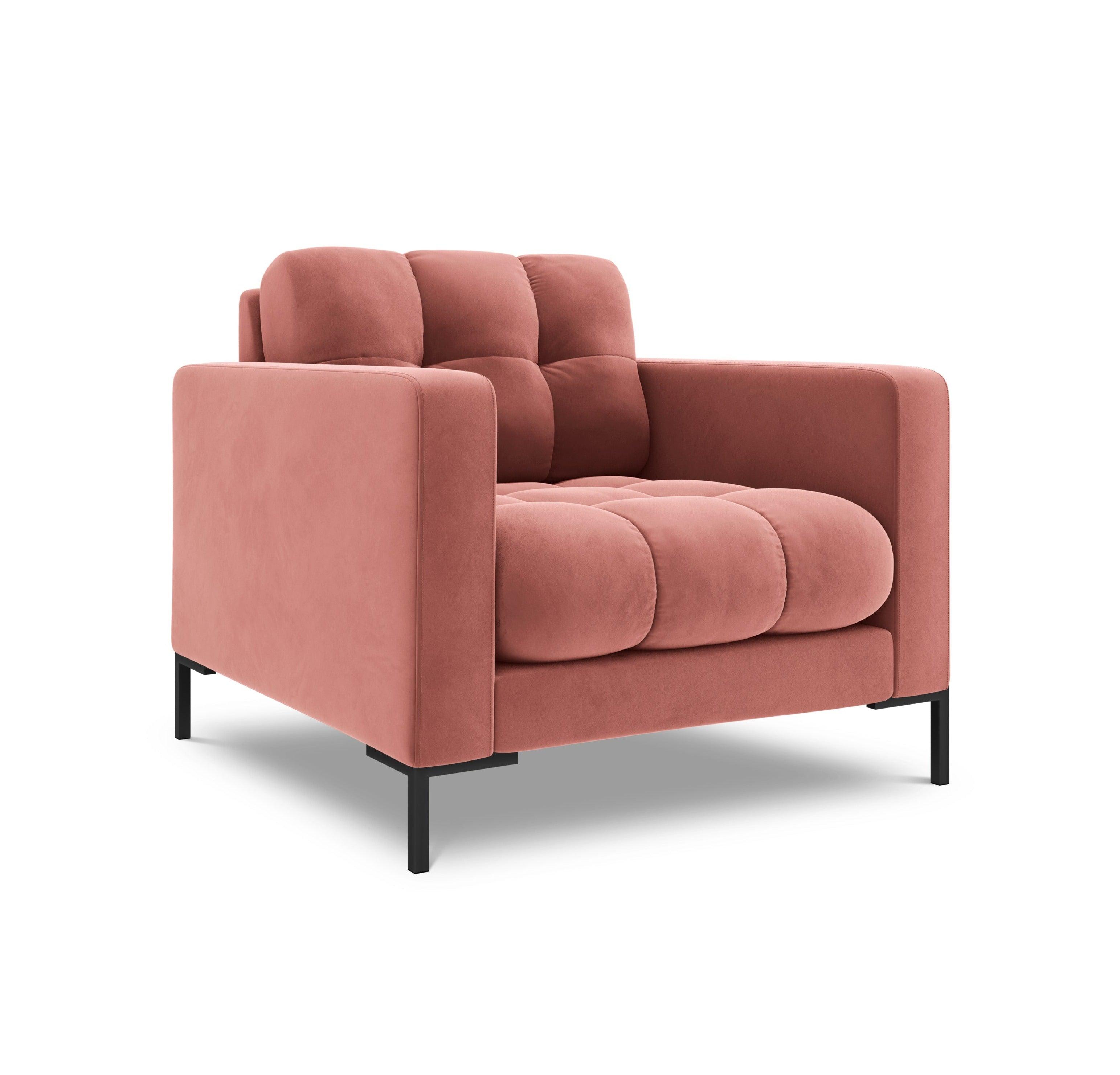 Armchair velvet BALI pink with black base - Eye on Design