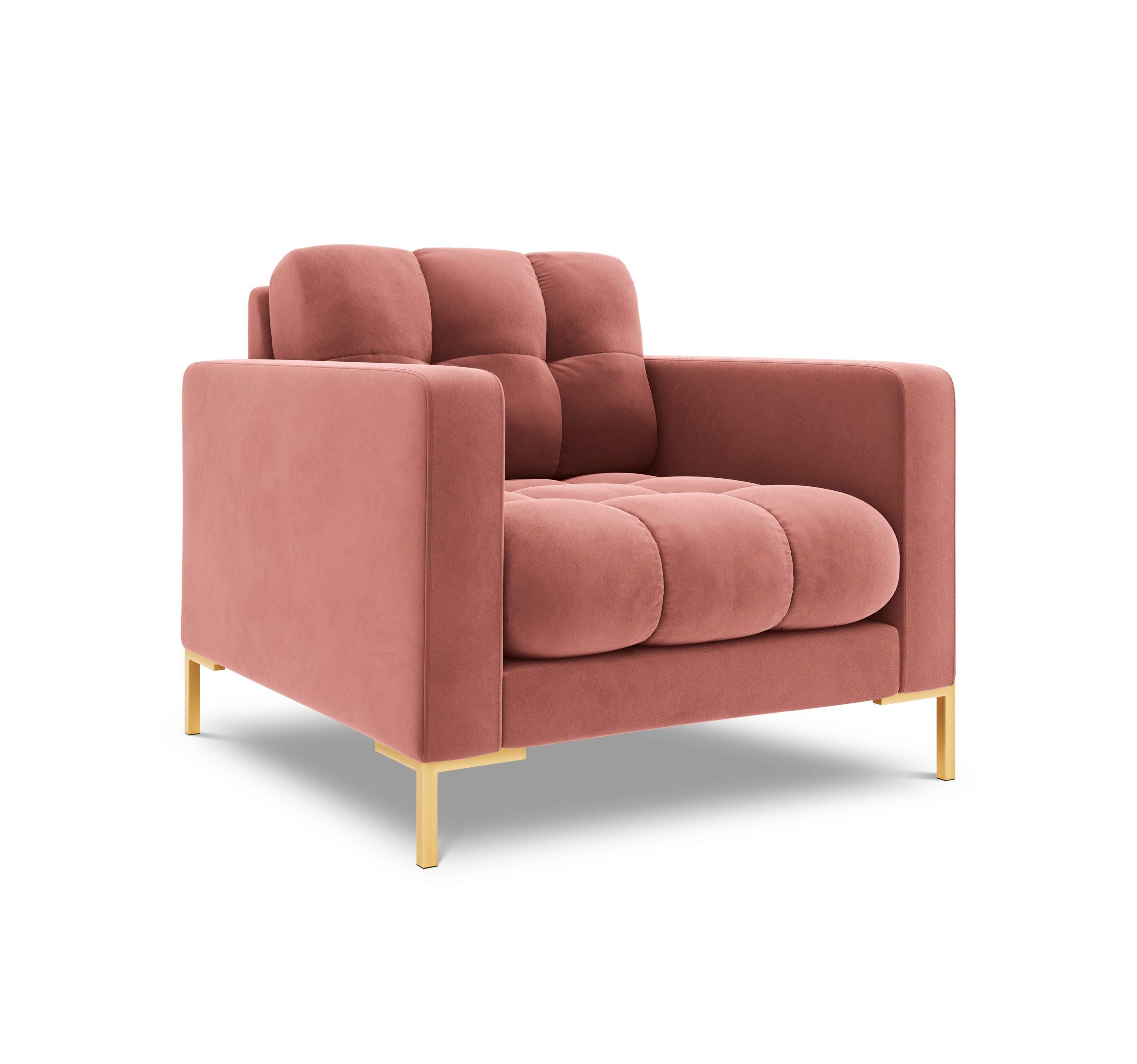 Armchair velvet BALI pink with gold base - Eye on Design