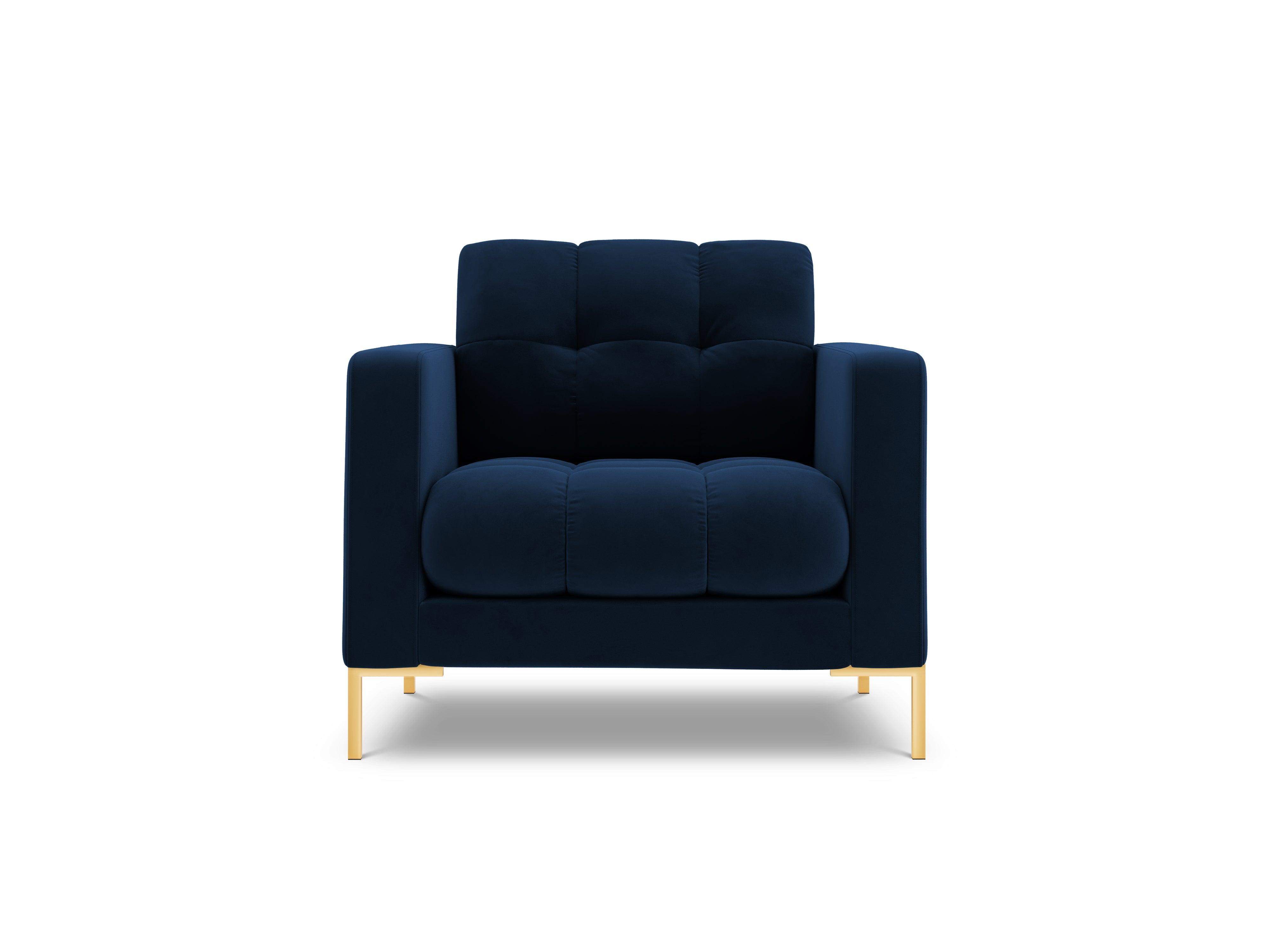 Armchair velvet BALI royal blue with gold base - Eye on Design