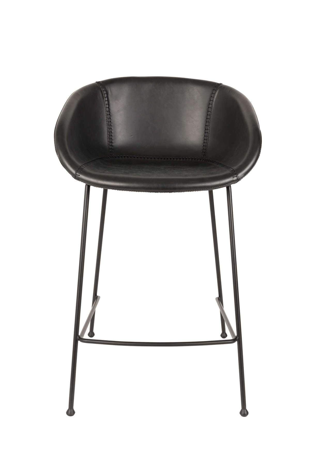 Bar stool low FESTON eco leather black - Eye on Design