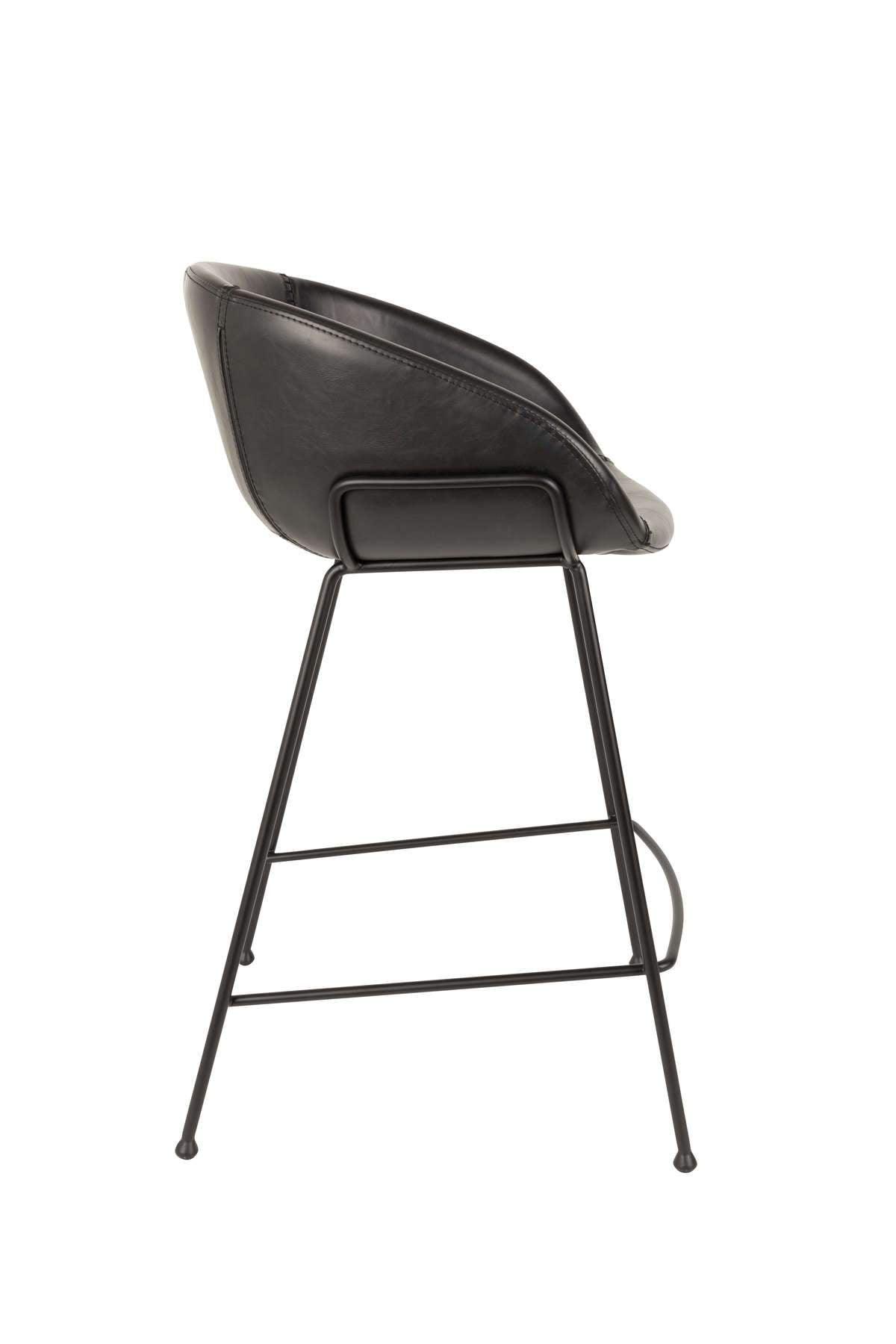 Bar stool low FESTON eco leather black - Eye on Design