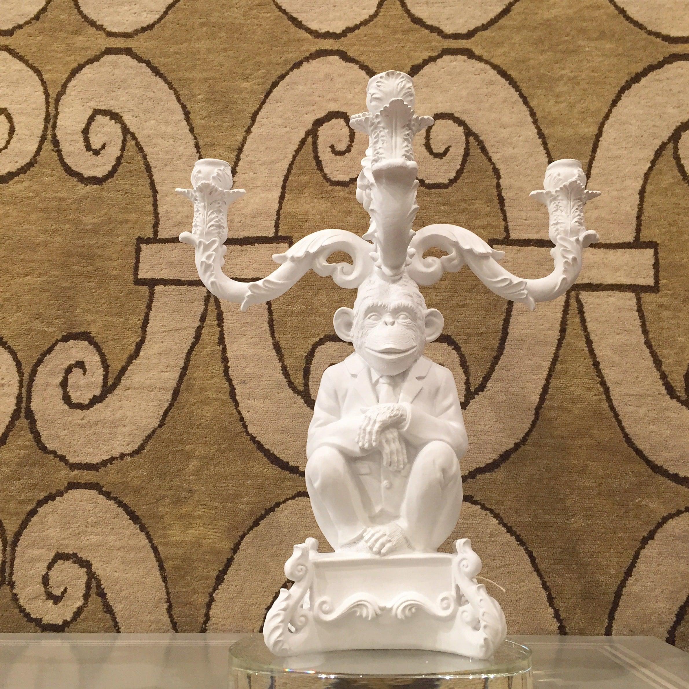 BURLESQUE CHIMP candle holder white - Eye on Design