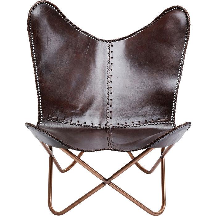 BUTTERFLY armchair brown leather - Eye on Design