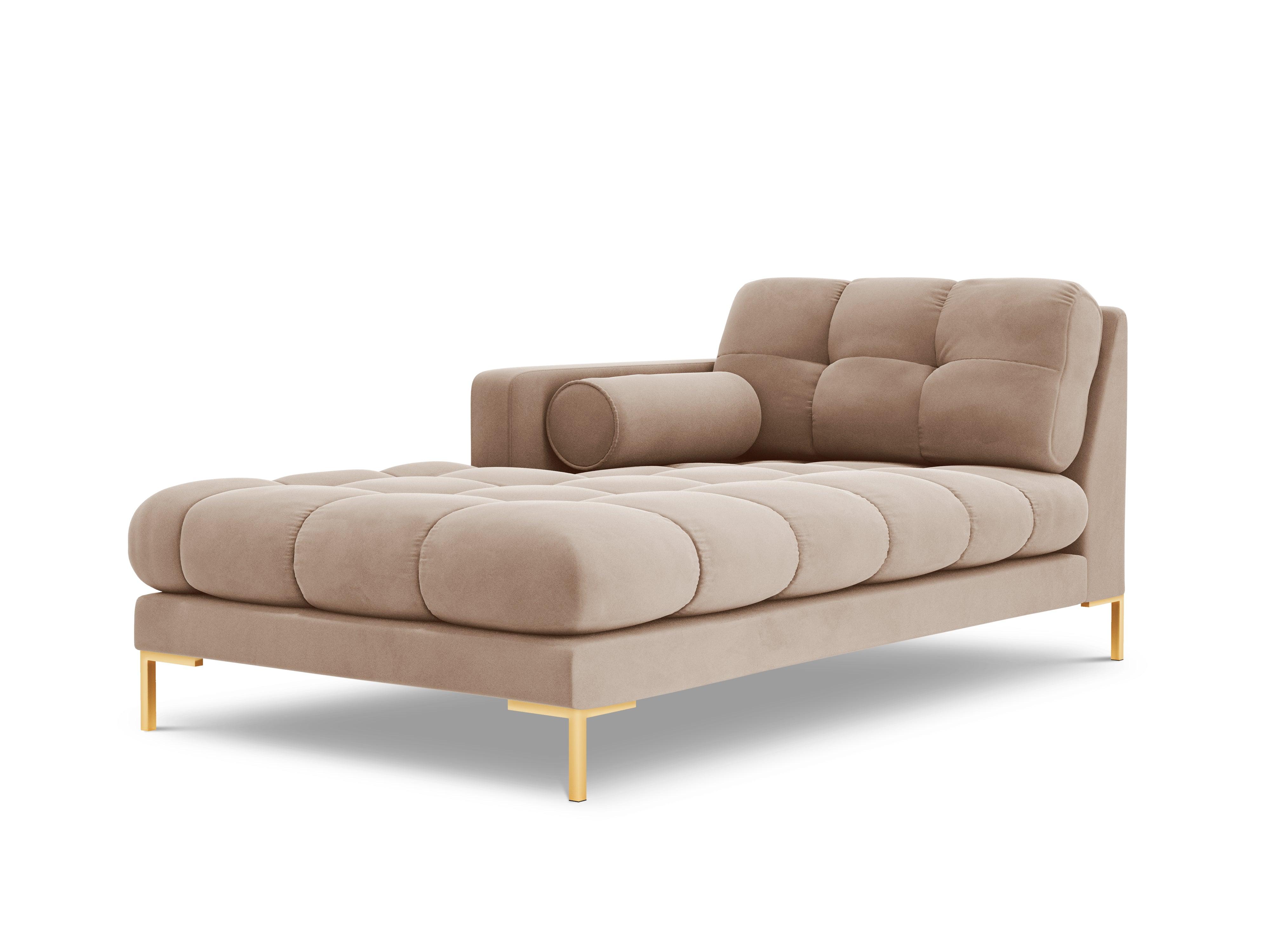 Chaise longue velvet left side BALI beige with gold base - Eye on Design