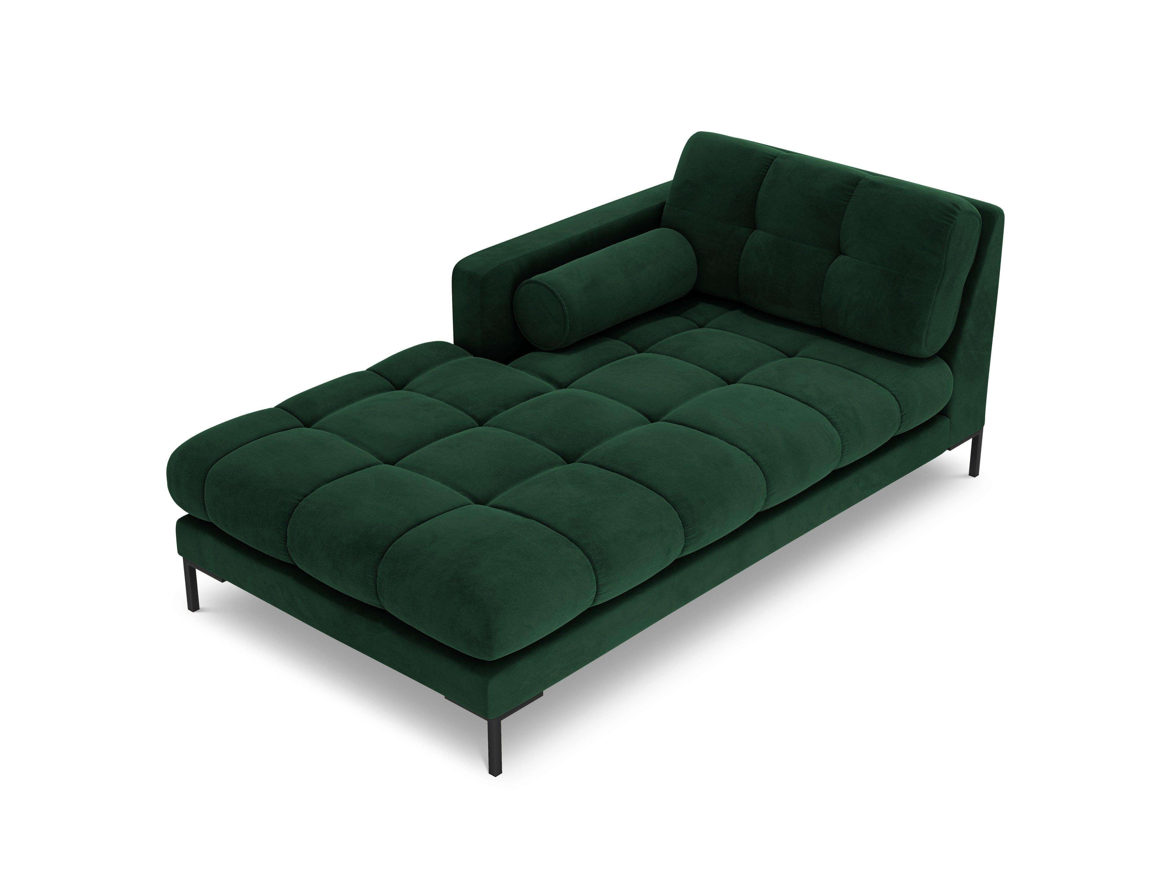 Chaise longue velvet left side BALI bottle green with black base - Eye on Design