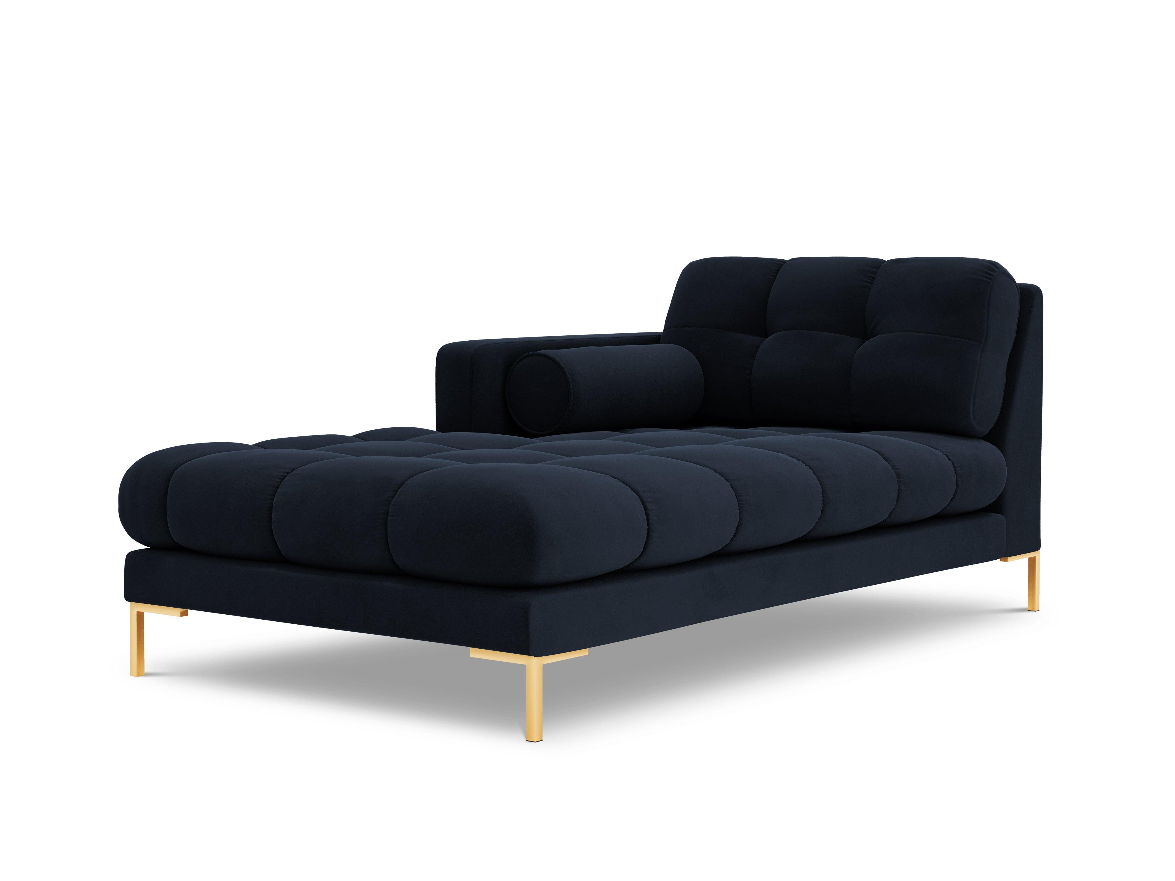 Chaise longue velvet left side BALI dark blue with gold base - Eye on Design