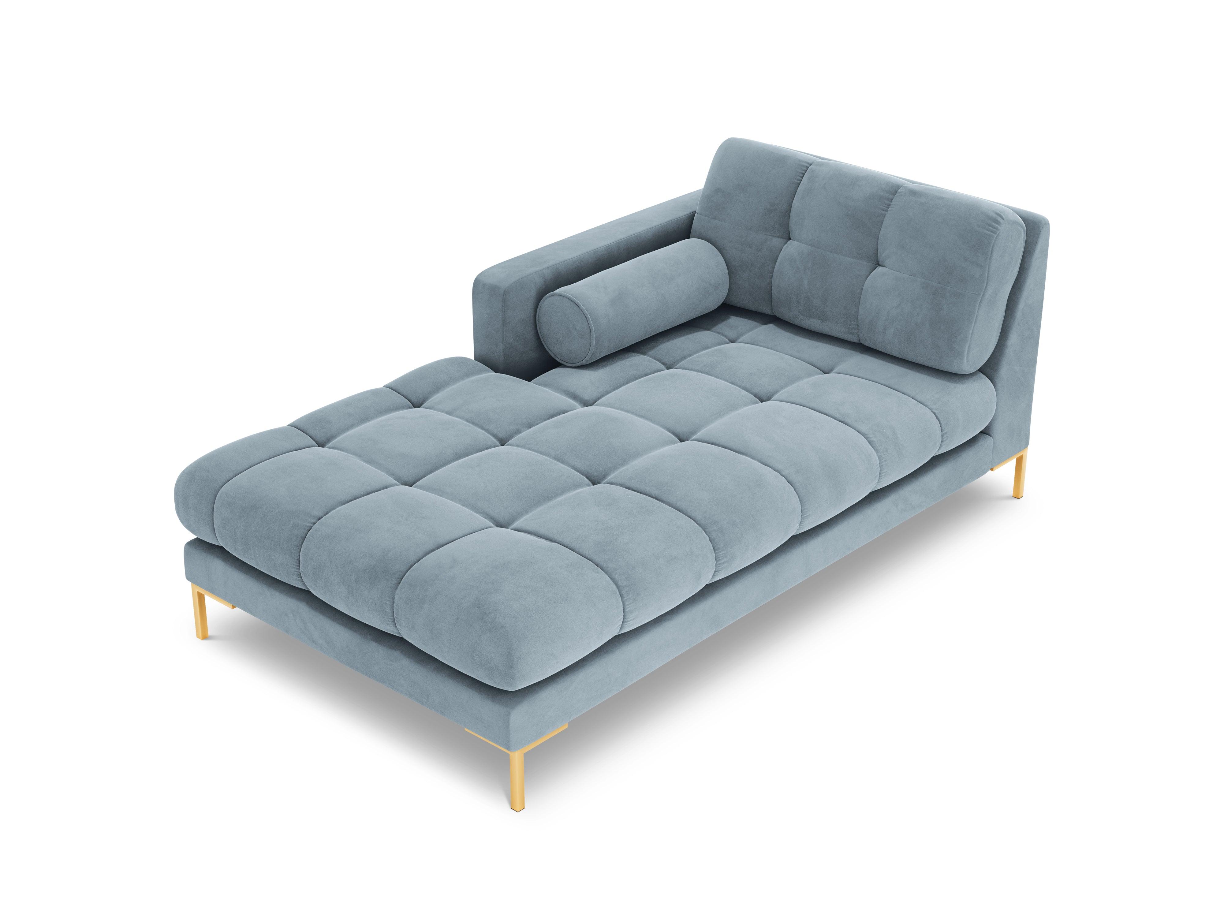 Chaise longue velvet left side BALI light blue with gold base - Eye on Design