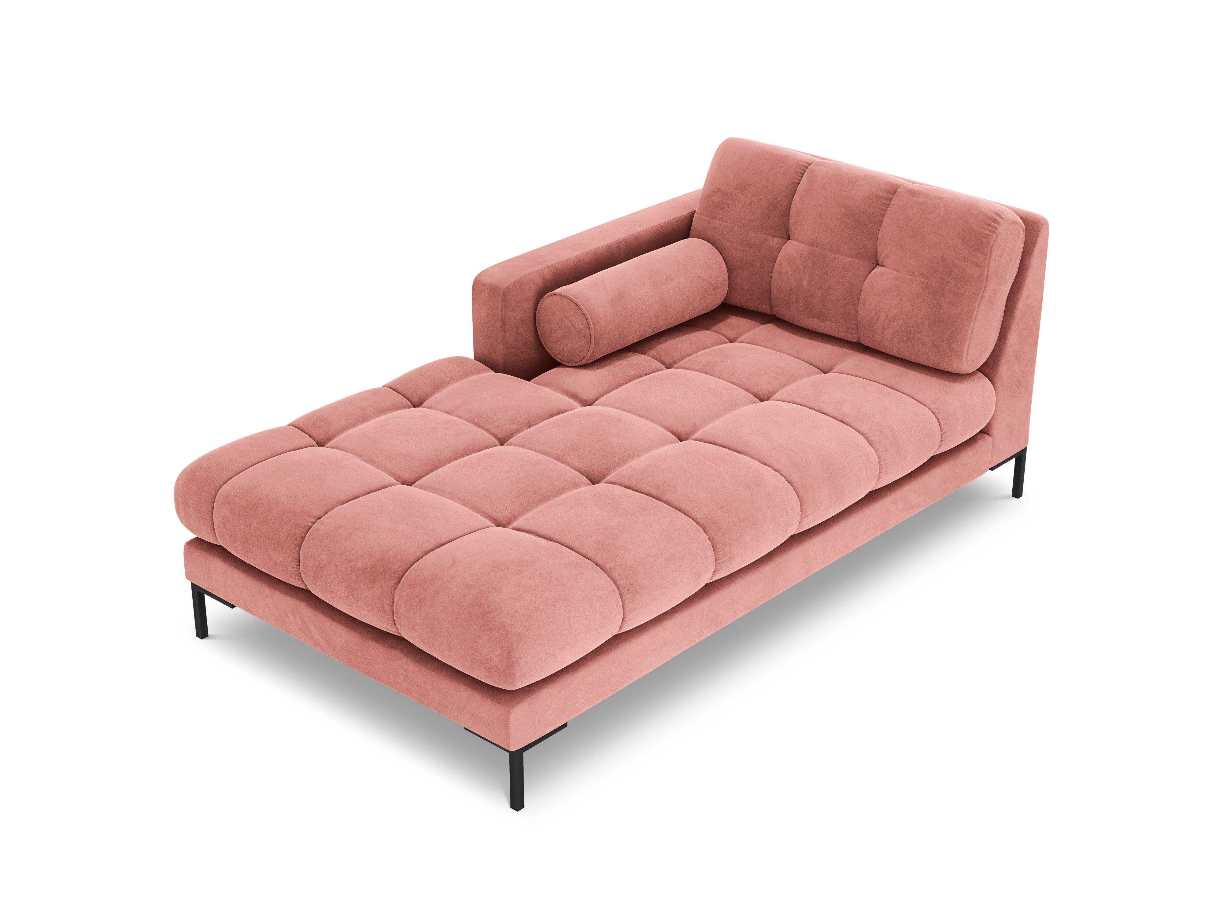 Chaise longue velvet left side BALI pink with black base - Eye on Design