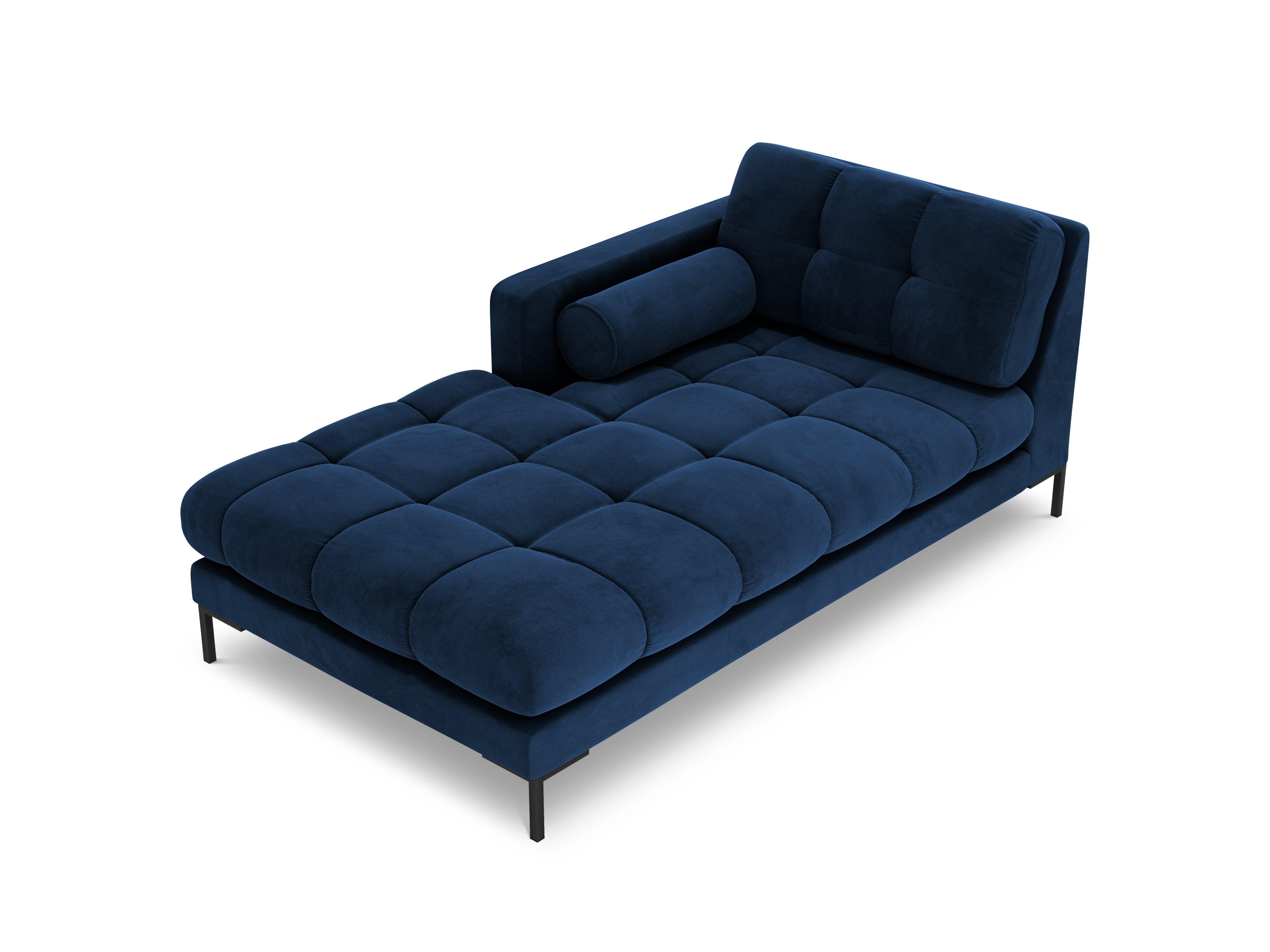 Chaise longue velvet left side BALI royal blue with black base - Eye on Design