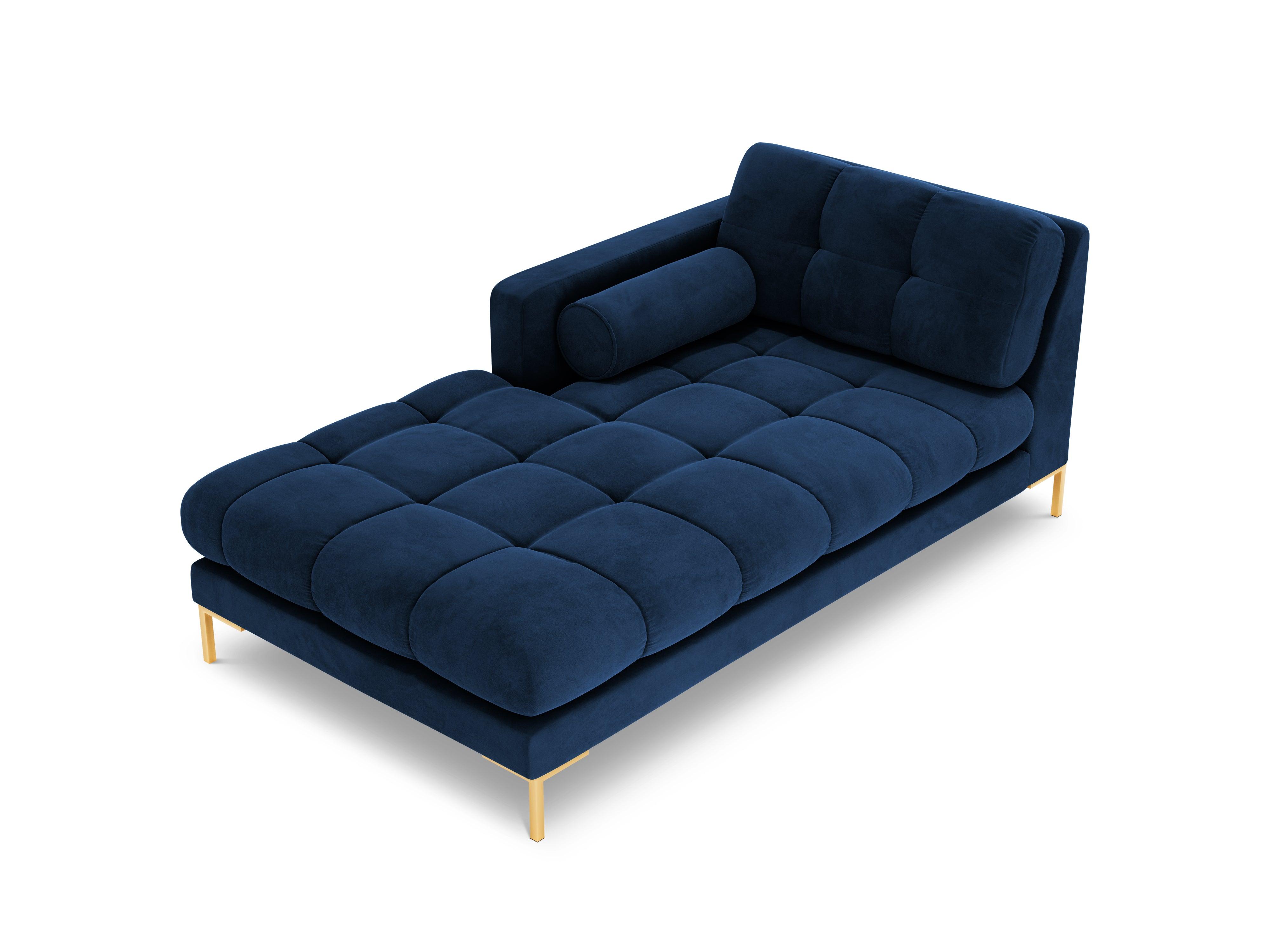 Chaise longue velvet left side BALI royal blue with gold base - Eye on Design