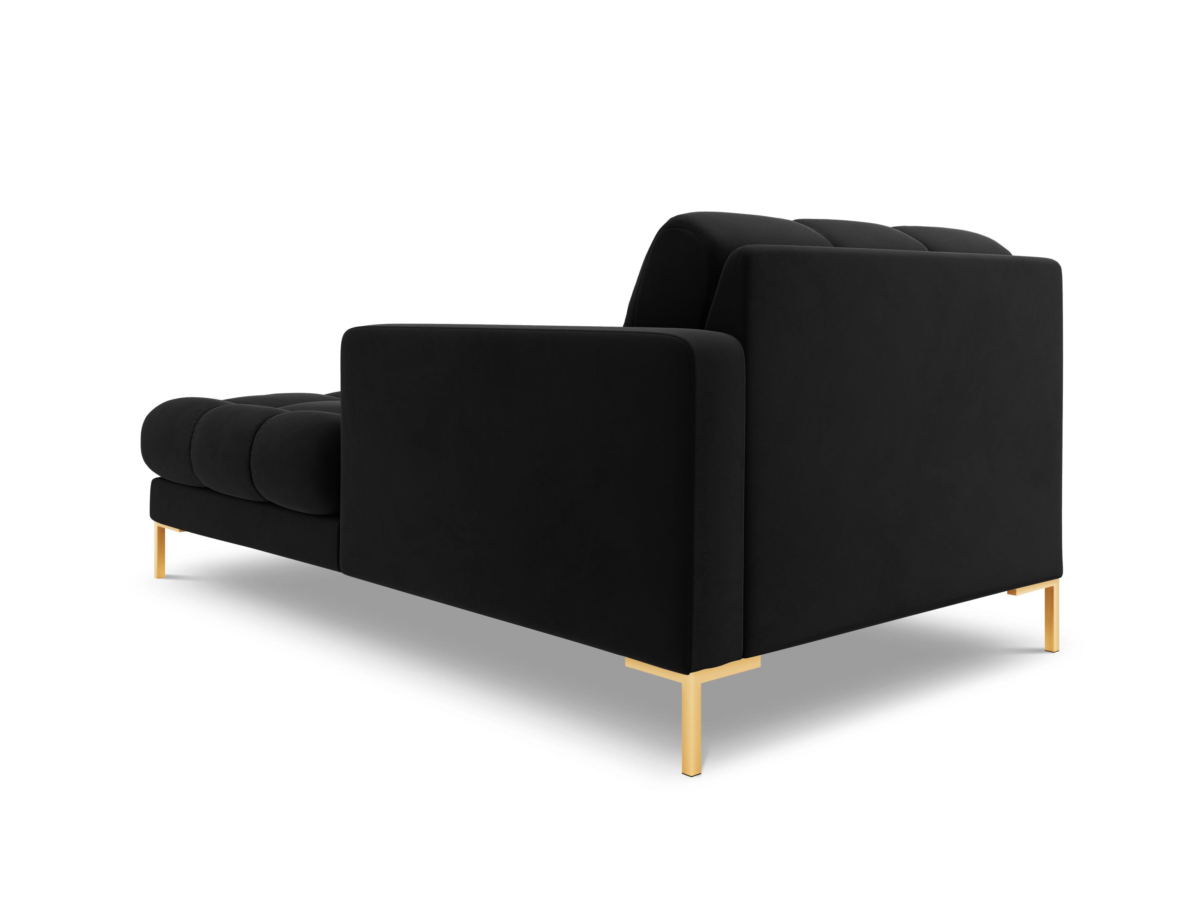 Chaise longue velvet right side BALI black with gold base - Eye on Design