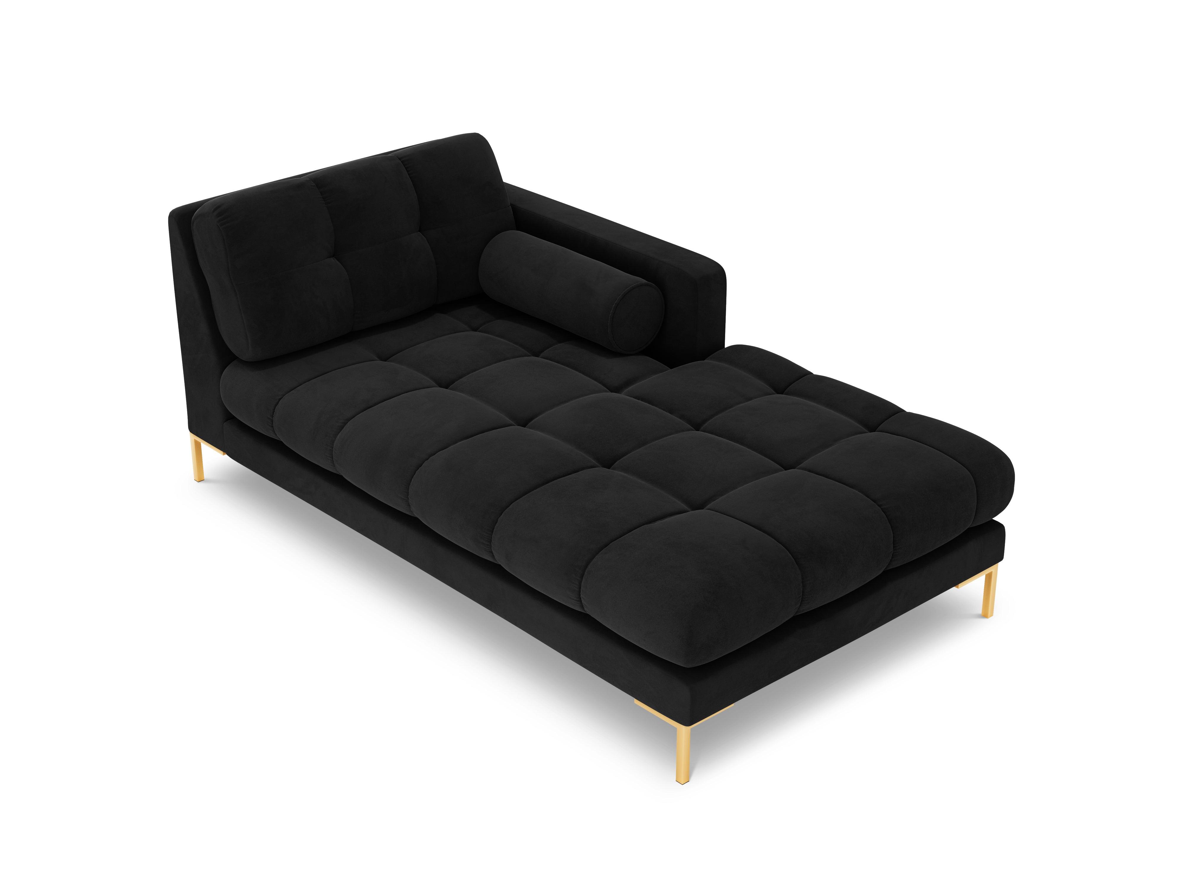 Chaise longue velvet right side BALI black with gold base - Eye on Design