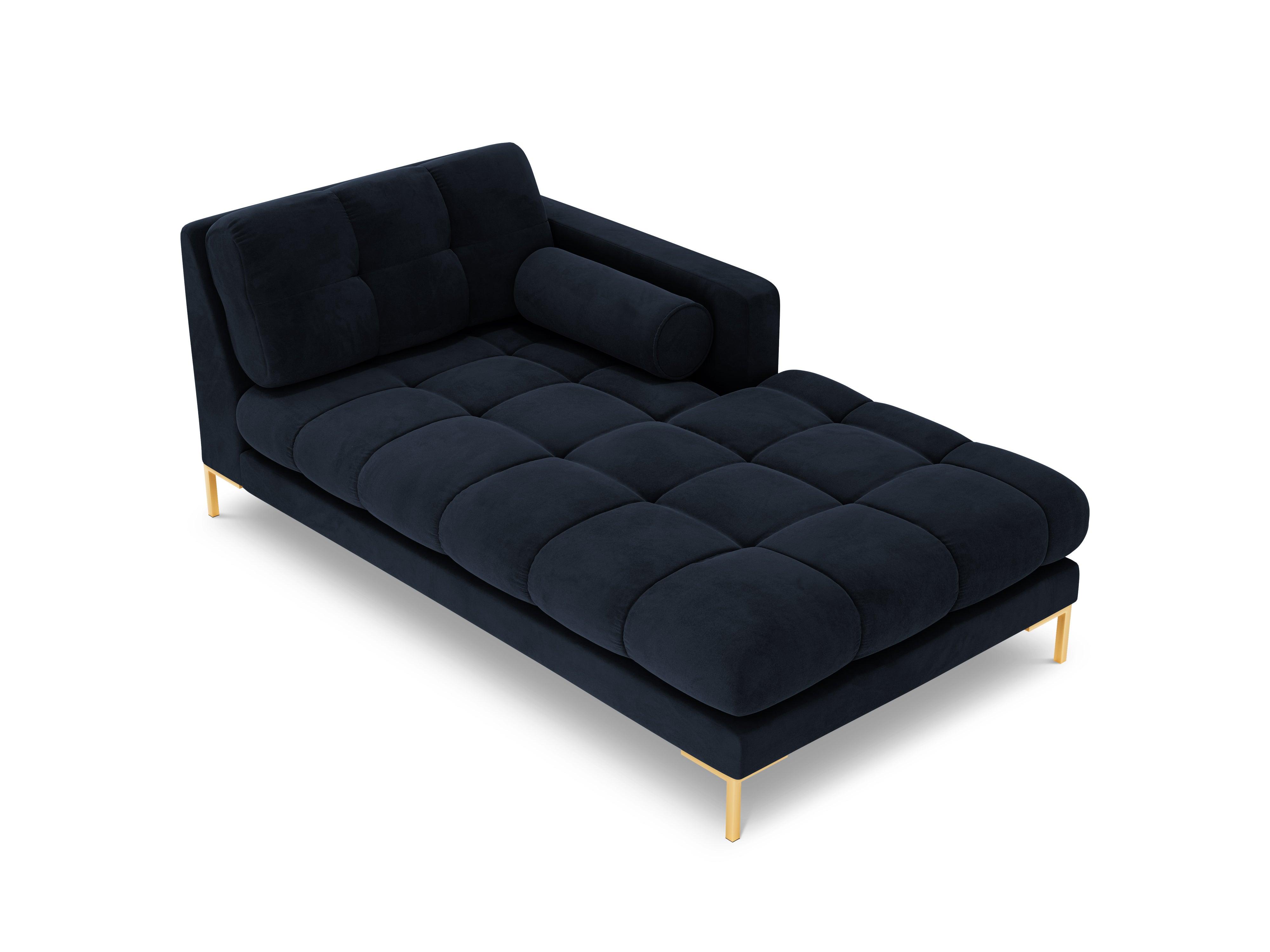 Chaise longue velvet right side BALI dark blue with gold base - Eye on Design