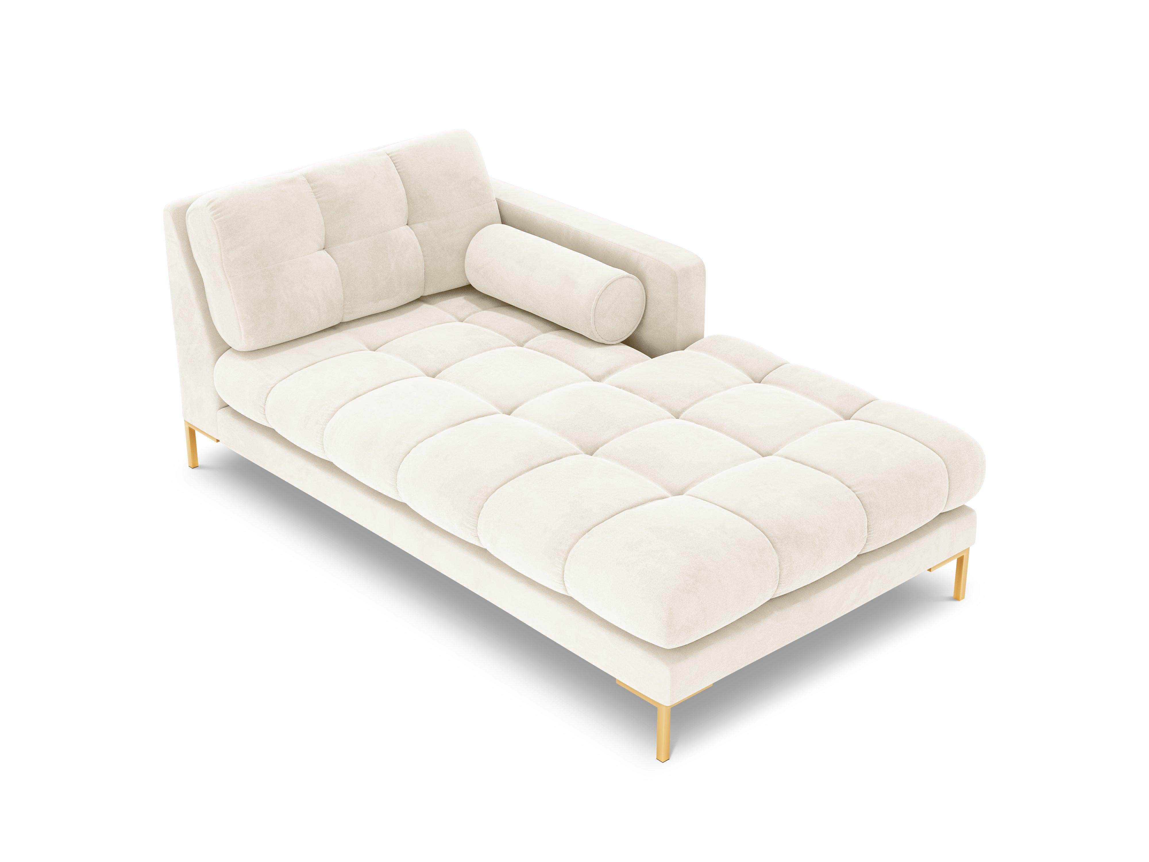 Chaise longue velvet right side BALI light beige with gold base - Eye on Design