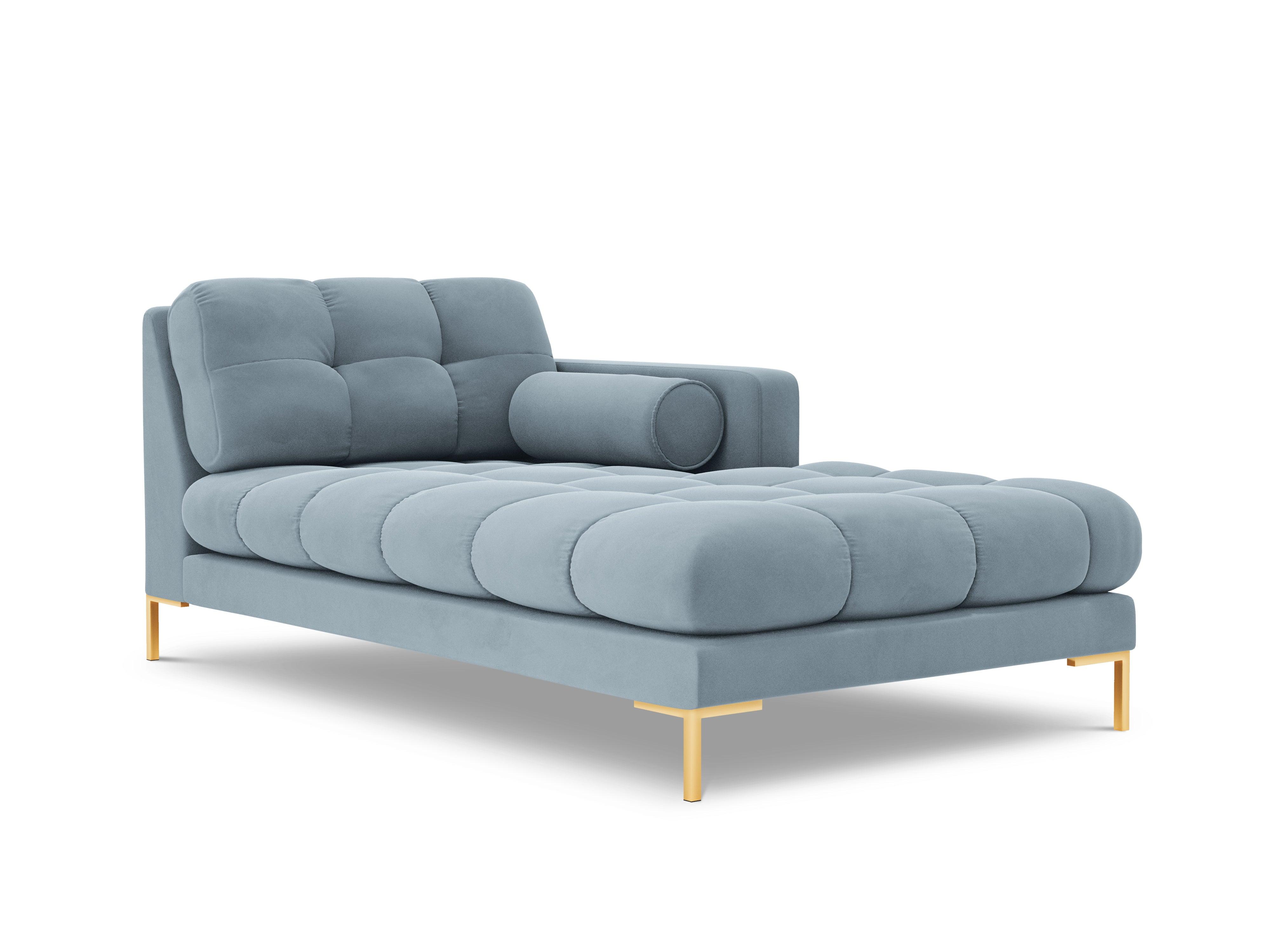 Chaise longue velvet right side BALI light blue with gold base - Eye on Design