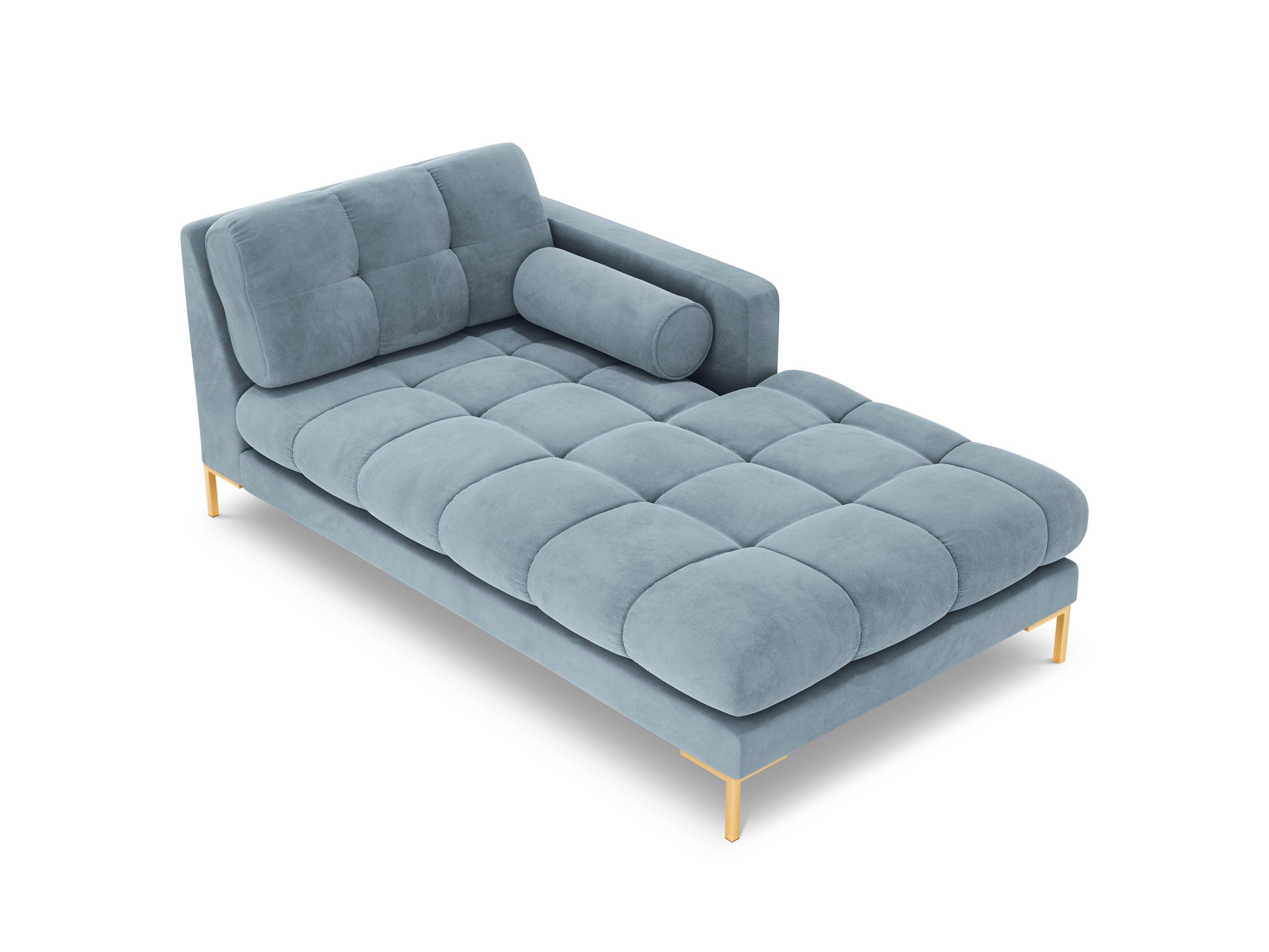 Chaise longue velvet right side BALI light blue with gold base - Eye on Design