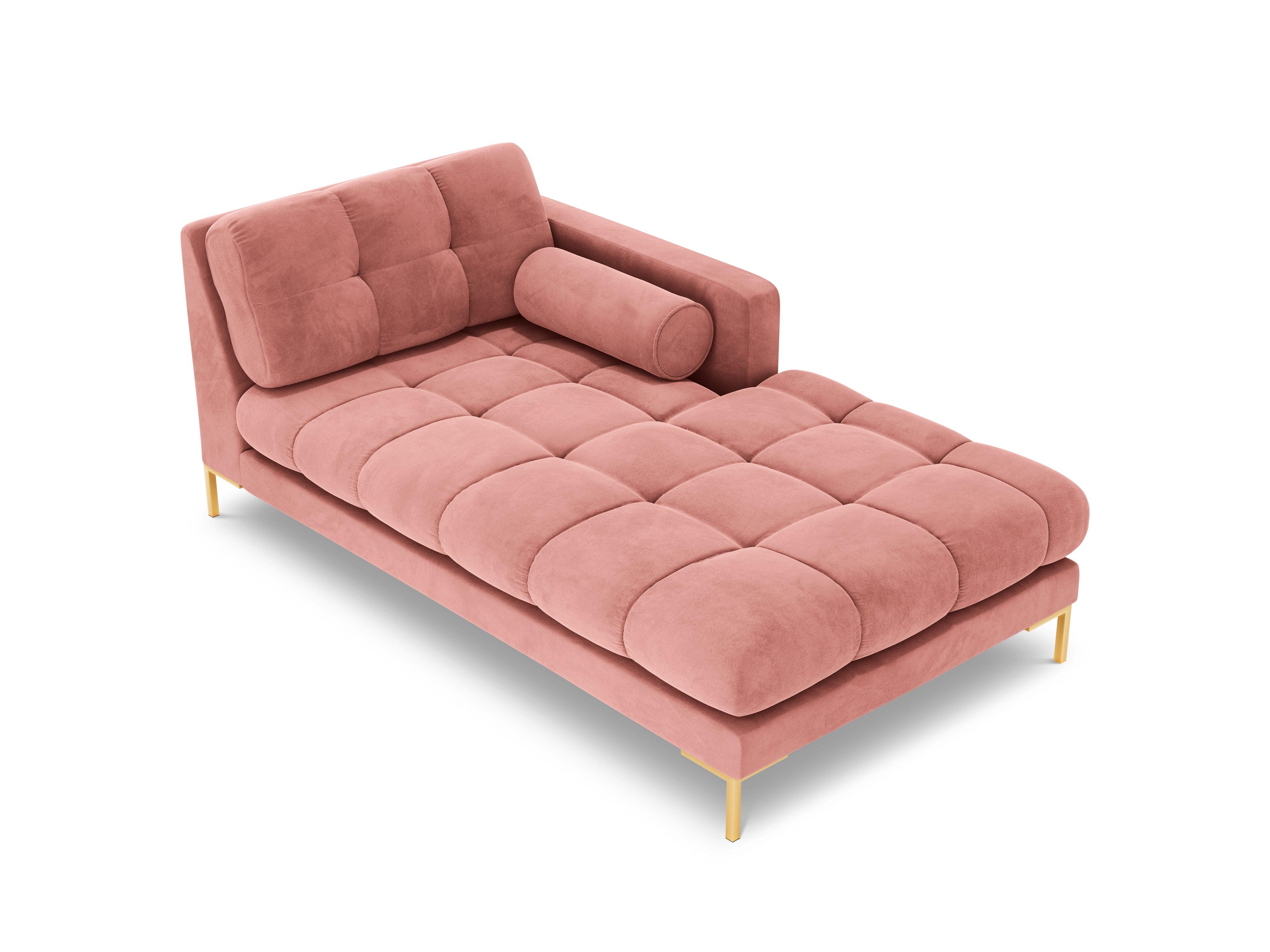 Chaise longue velvet right side BALI pink with gold base - Eye on Design