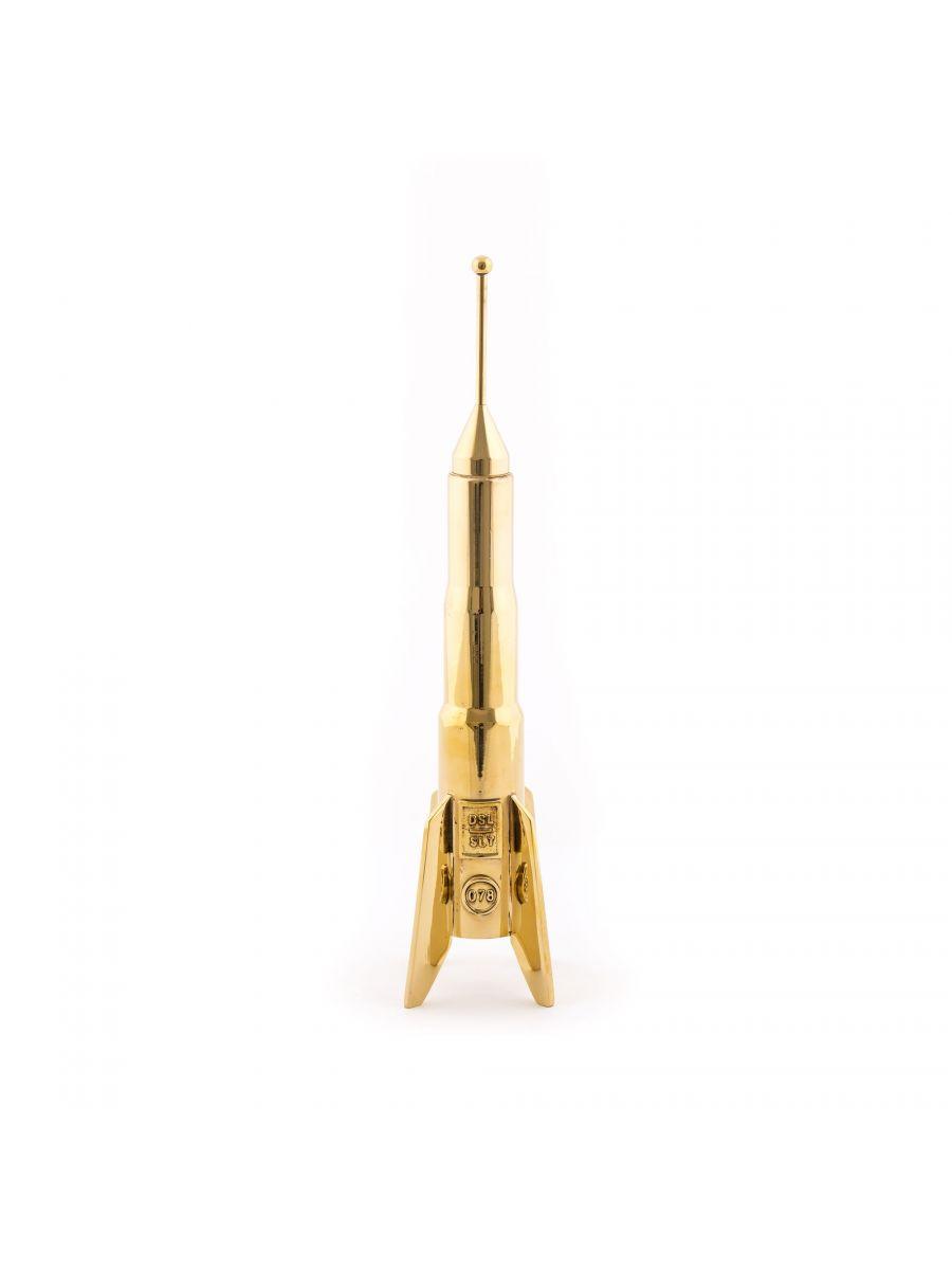 COSMIC DINER LUNAR HARD ROCKET gold high candle holder - Eye on Design