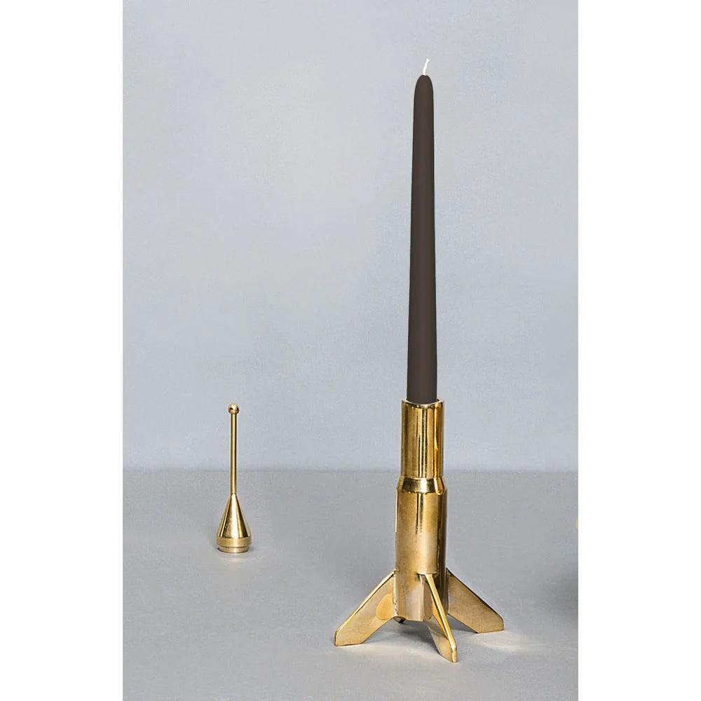 COSMIC DINER LUNAR HARD ROCKET gold high candle holder - Eye on Design