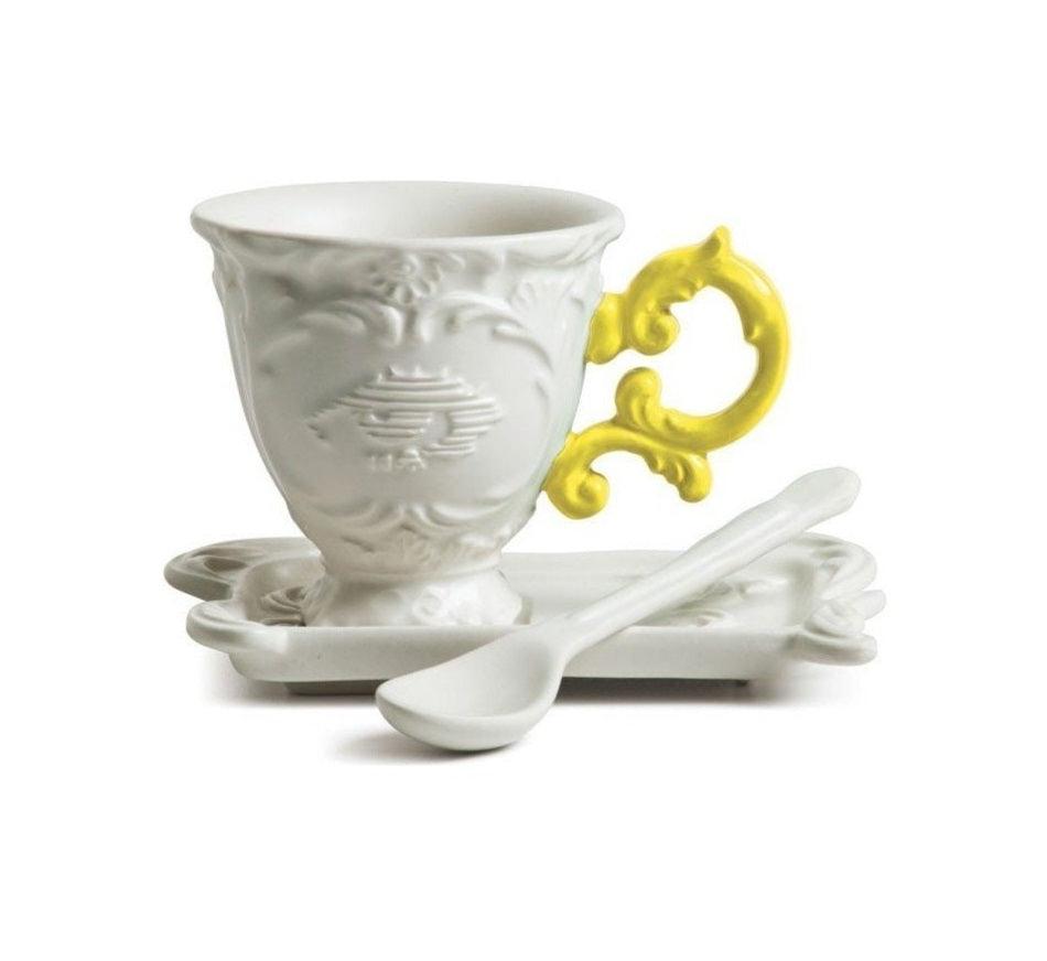 Cup with spoon and saucer I-WARES I-COFFEE yellow - Eye on Design