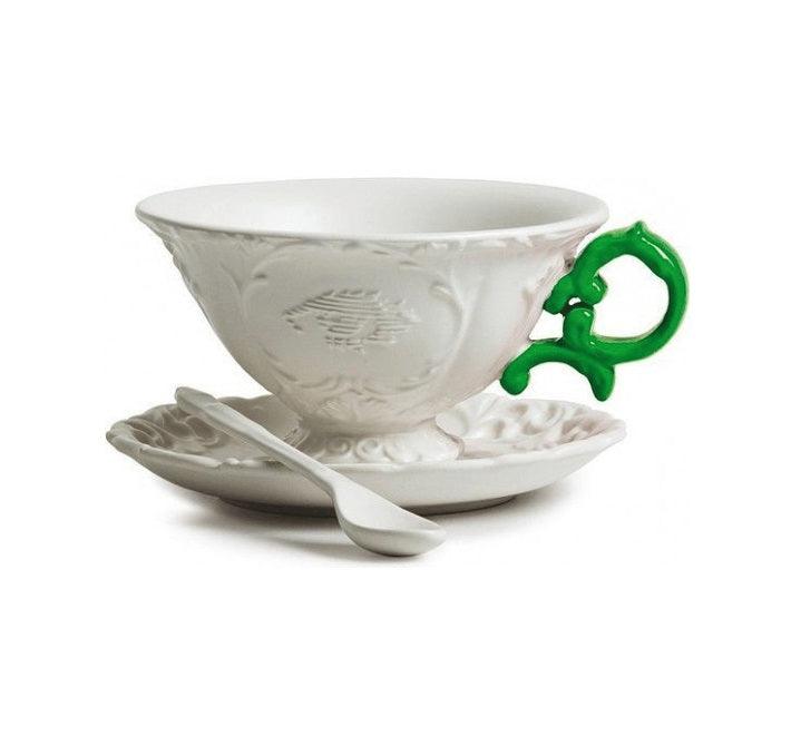 Cup with spoon and saucer I-WARES I-TEA green - Eye on Design