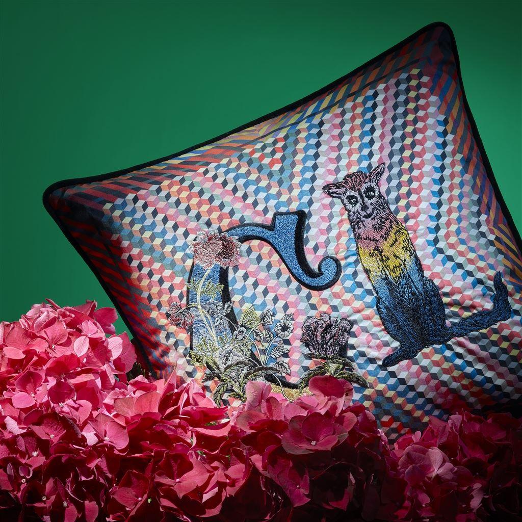 Double-sided cushion MONOGRAM ME LACROIX! cotton satin - Eye on Design