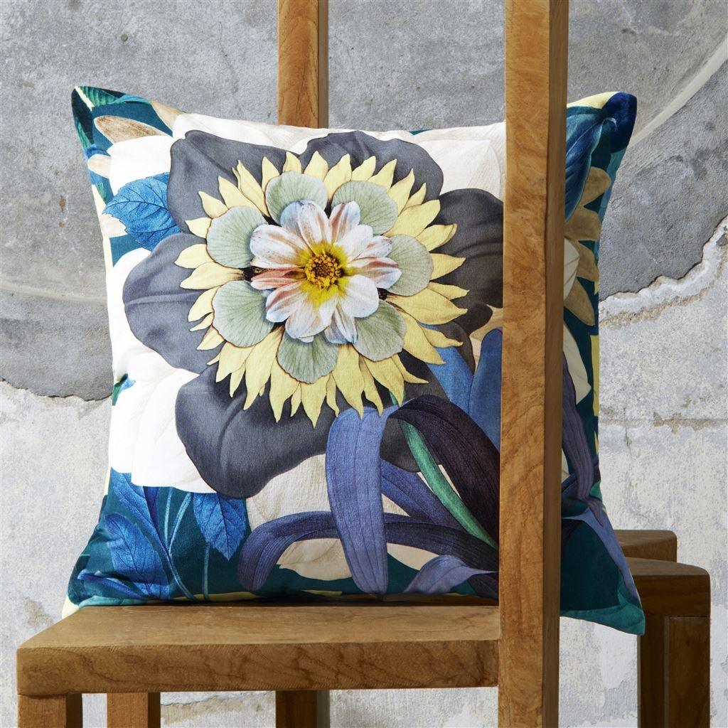 Double-sided pillow FLEURS D'ARTIFICE MARAIS cotton satin - Eye on Design