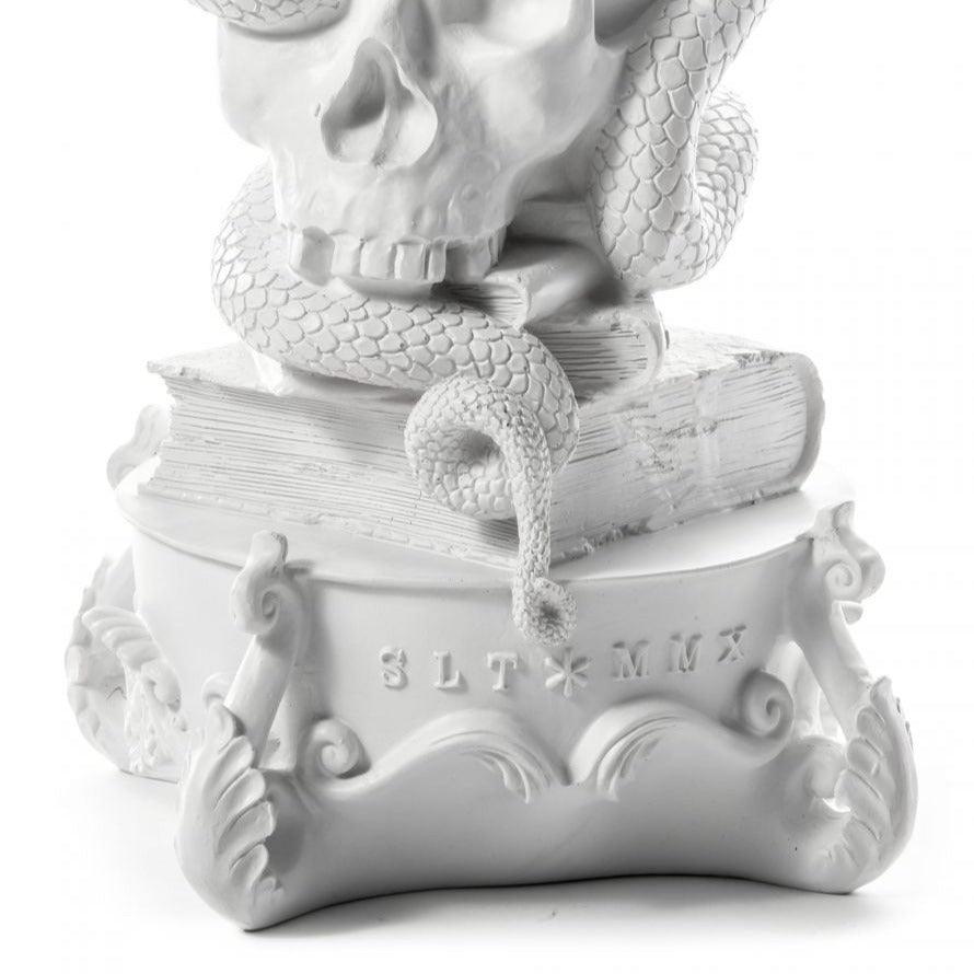 GIANT BURLESQUE SKULL candle holder white - Eye on Design