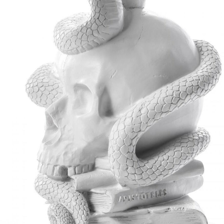 GIANT BURLESQUE SKULL candle holder white - Eye on Design